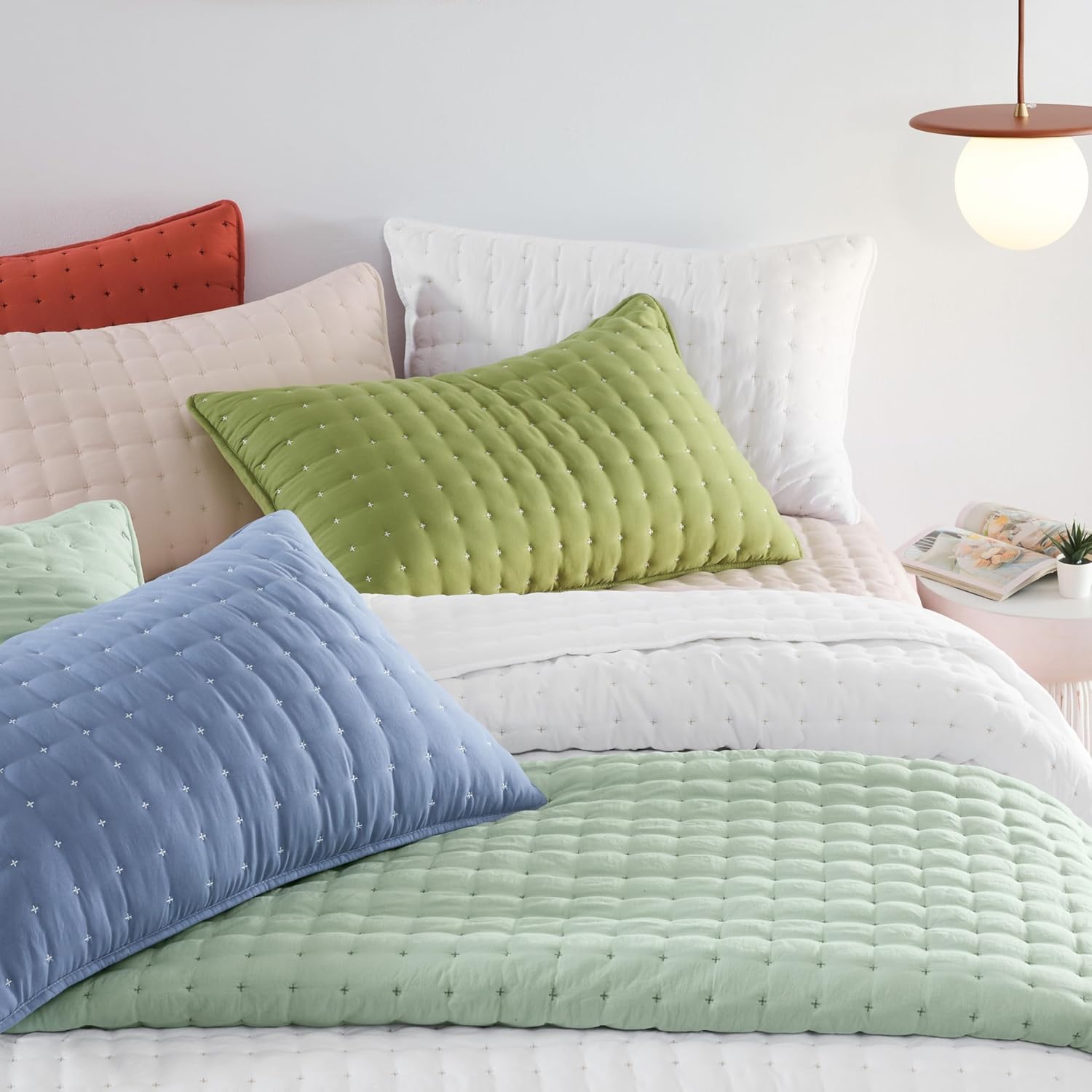 Burnt Orange Cal King Quilt Set with Pillow Shams 3 Piece Bedding