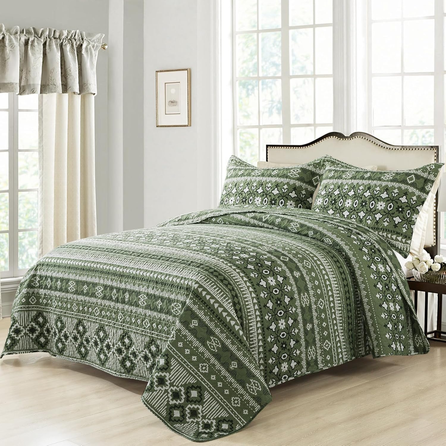 BEDIFANY Boho King Quilt Set 3 Piece 1