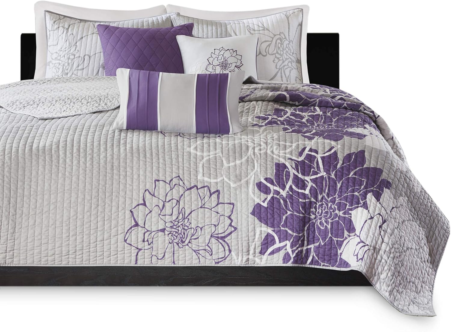 Madison Park Lola 100 Cotton Quilt Set - Purple 6 Piece