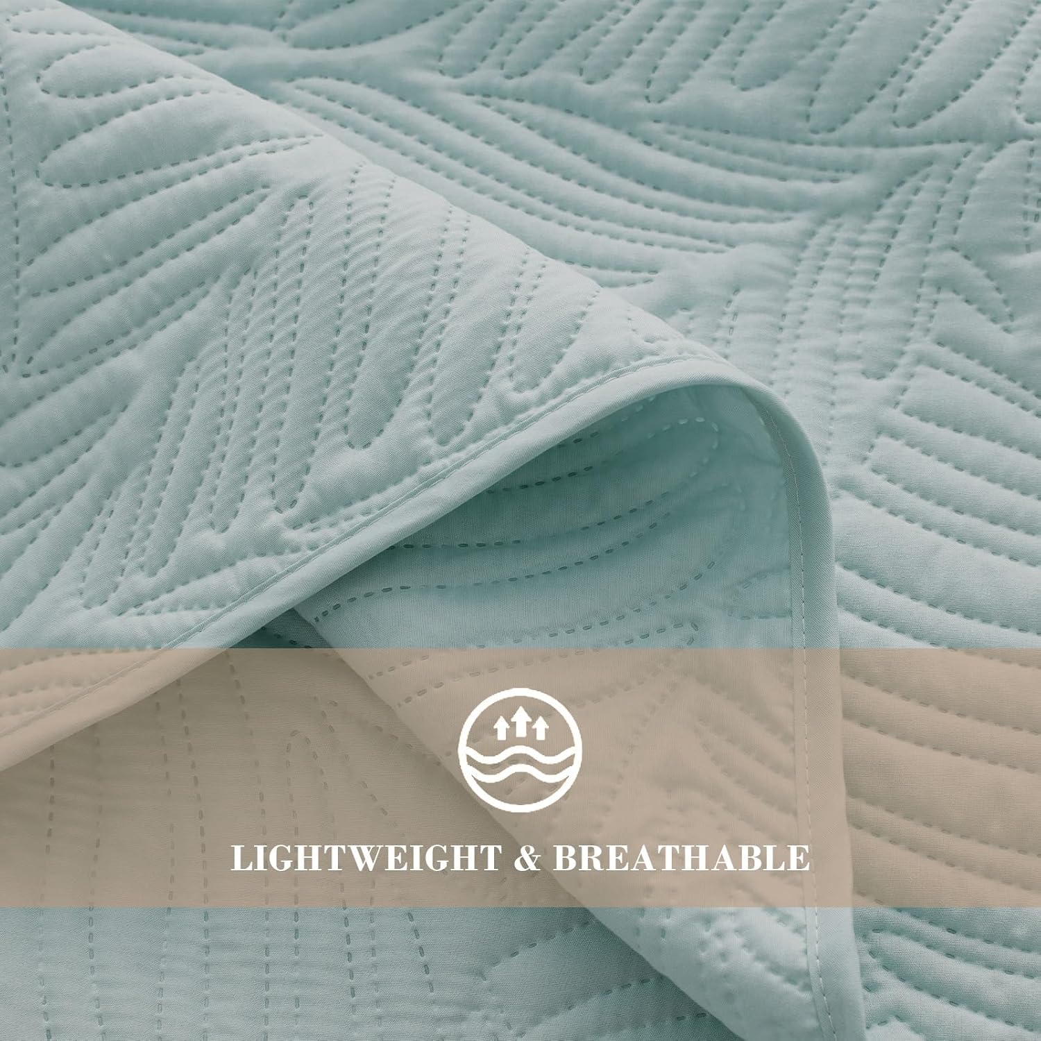 Exclusivo Mezcla Twin Quilt Bedding Set Aqua Blue Microfiber Leaf Pattern 2 Piece
