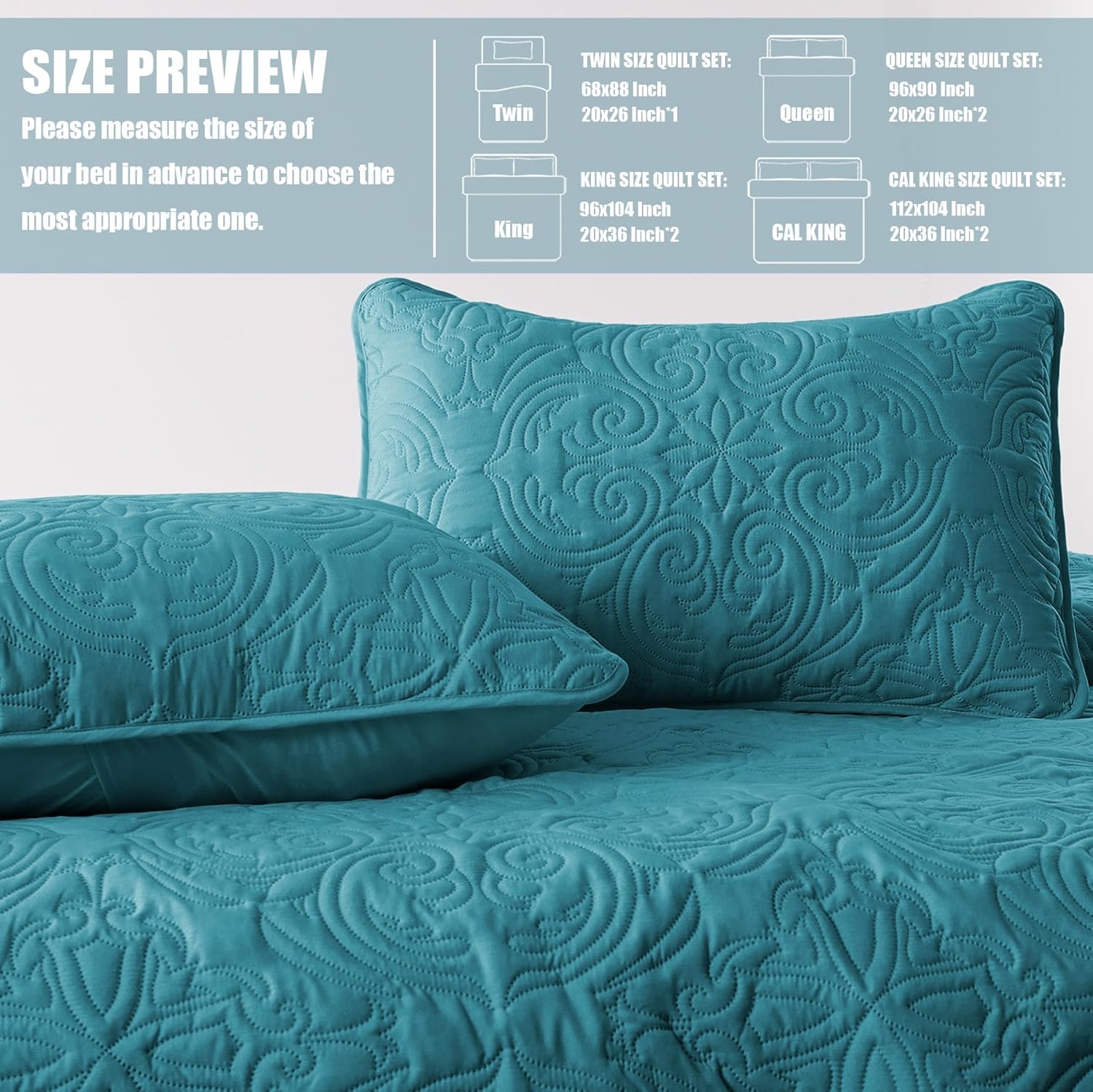 Exclusivo Mezcla King Size Quilt Set Dusty Teal