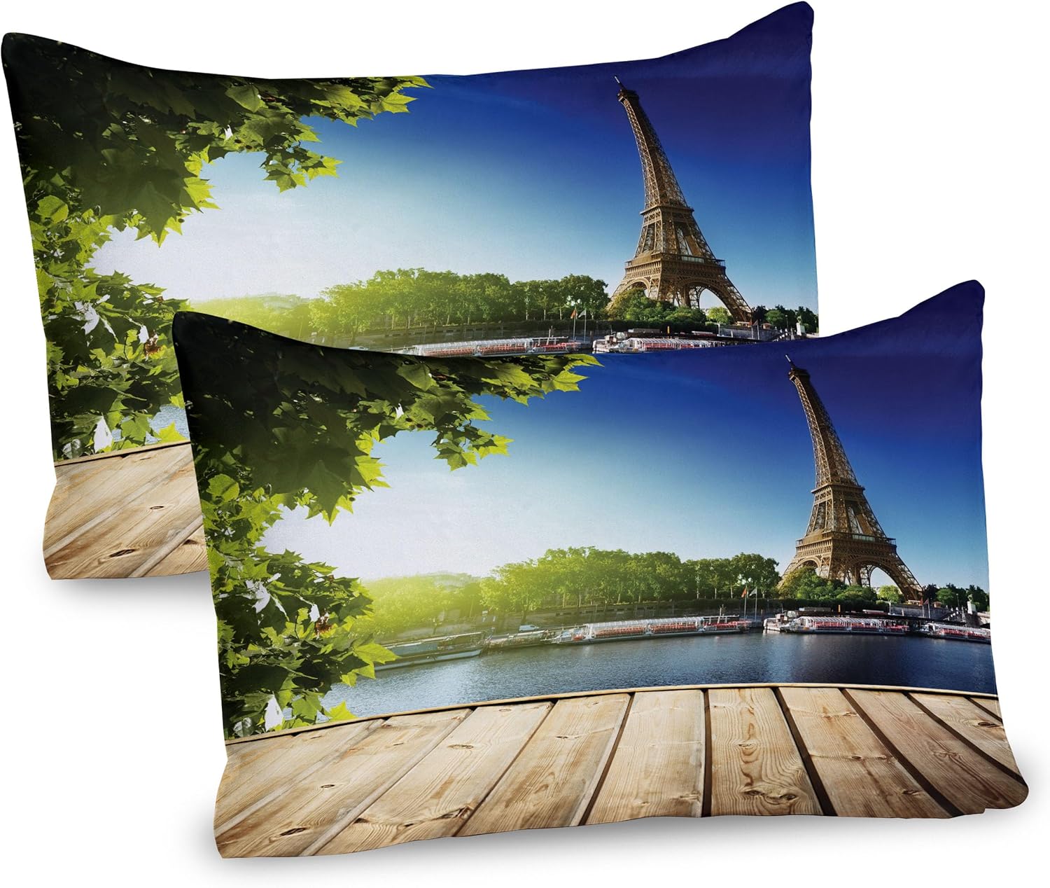 Ambesonne Paris Pillow Sham Set of 2 with Eiffel Tower Design