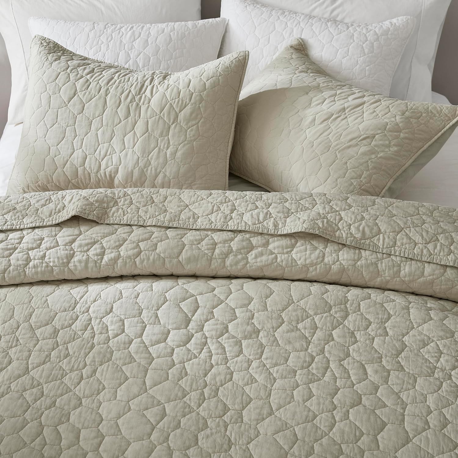 RSHARE 100 Cotton Quilt Bedding Set Queen Size Beige