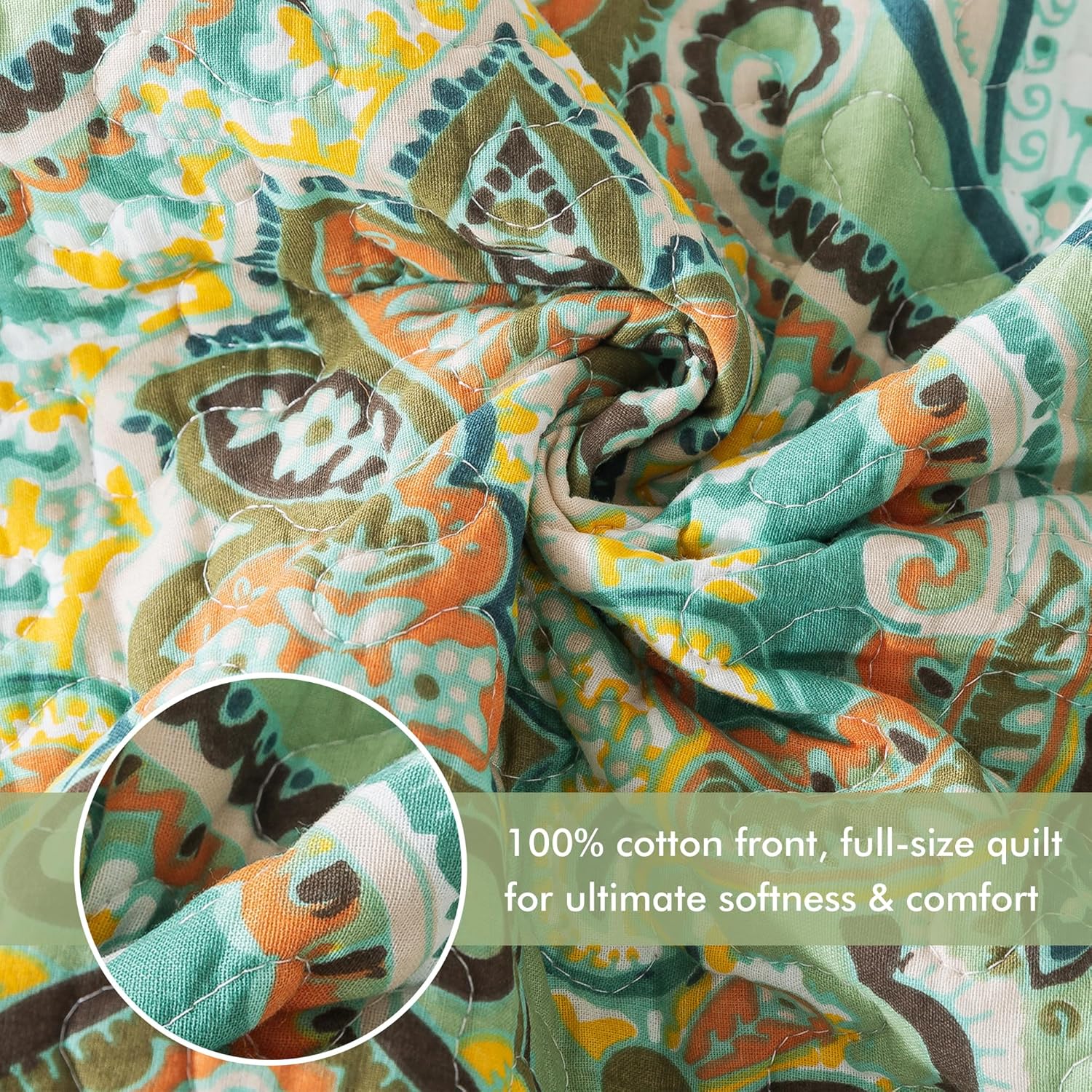 Etwel Queen Quilt Set Lightweight Cotton Bedspread with Reversible Design