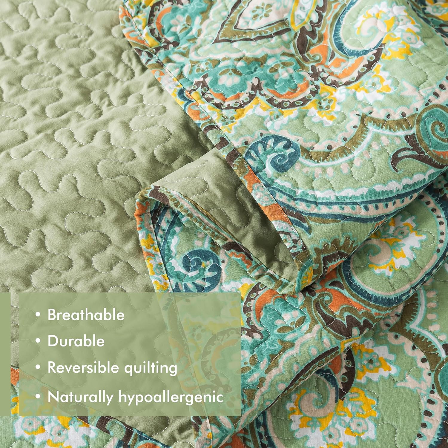 Etwel Queen Quilt Set Lightweight Cotton Bedspread with Reversible Design