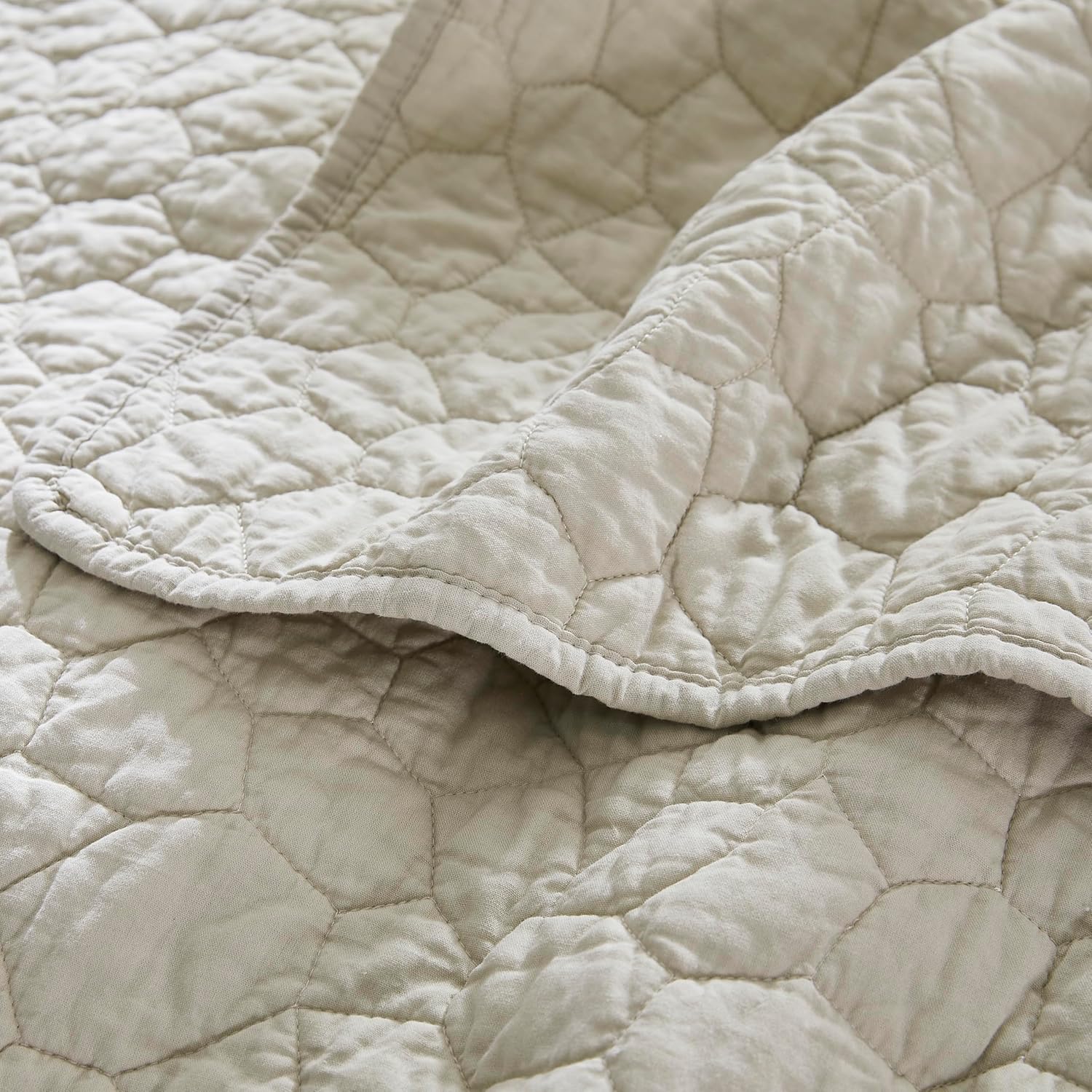 RSHARE 100 Cotton Quilt Bedding Set Queen Size Beige