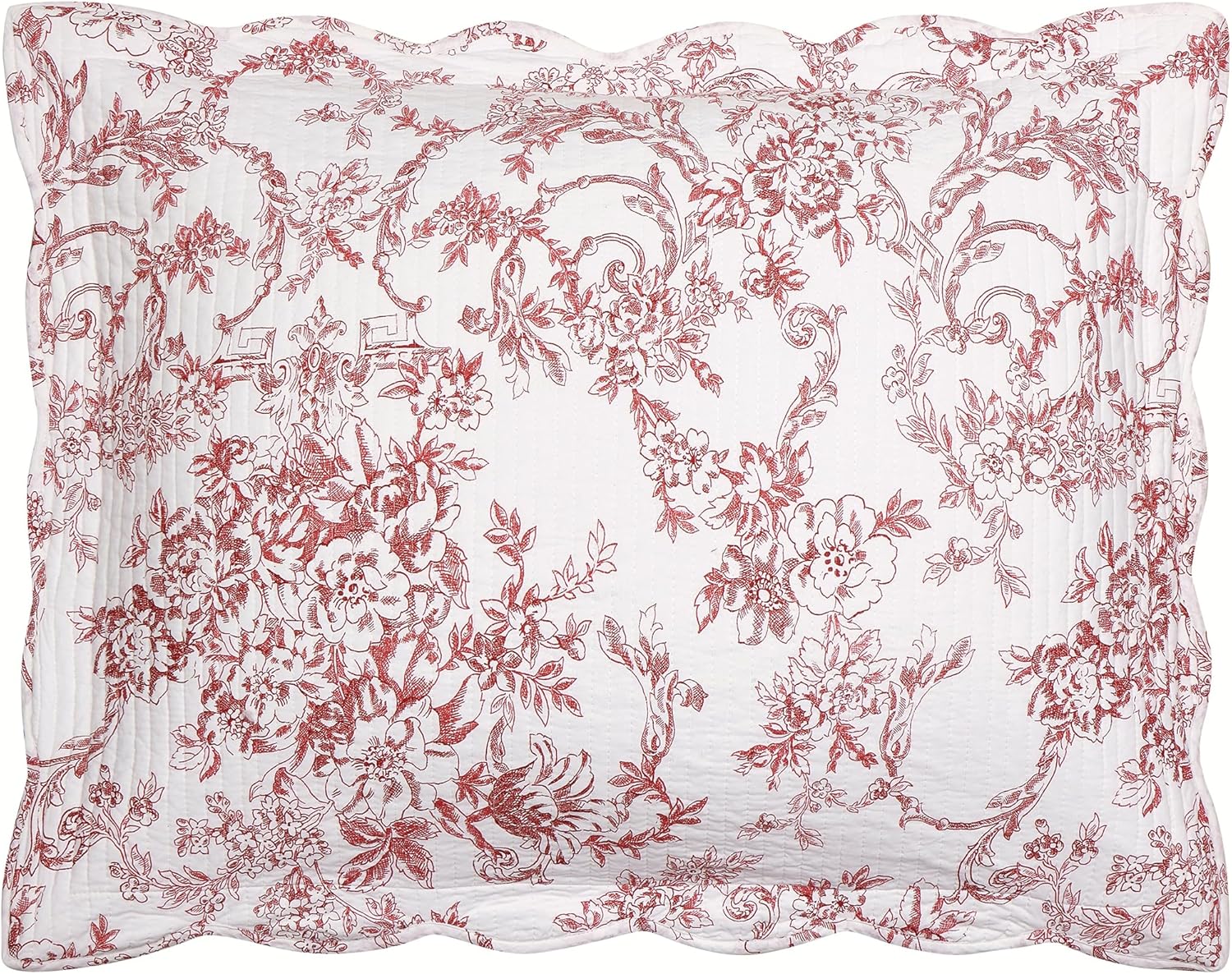 Garden Toile 3-Piece Reversible Quilt Set - Red 1