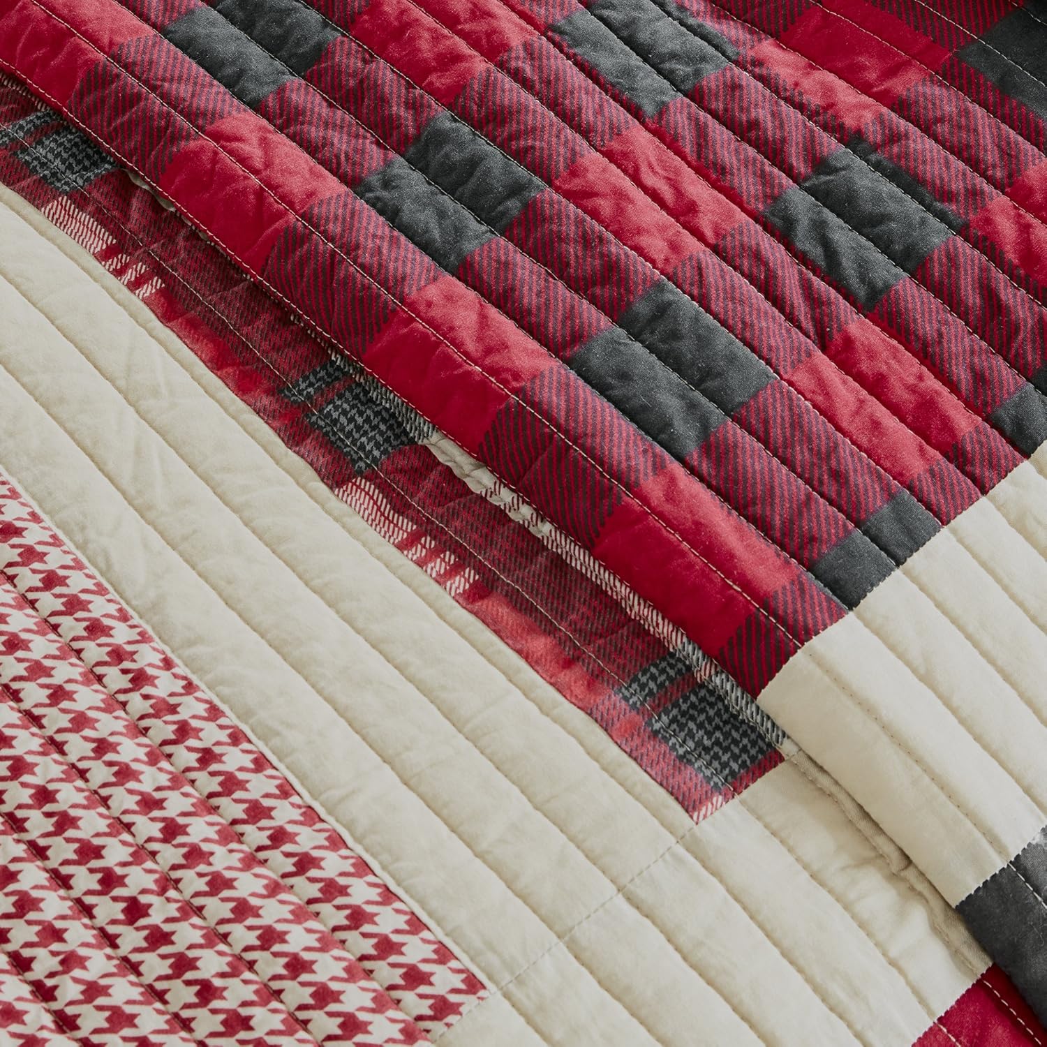 Woolrich Huntington Plaid Red Reversible Quilt Set 3 Piece 1