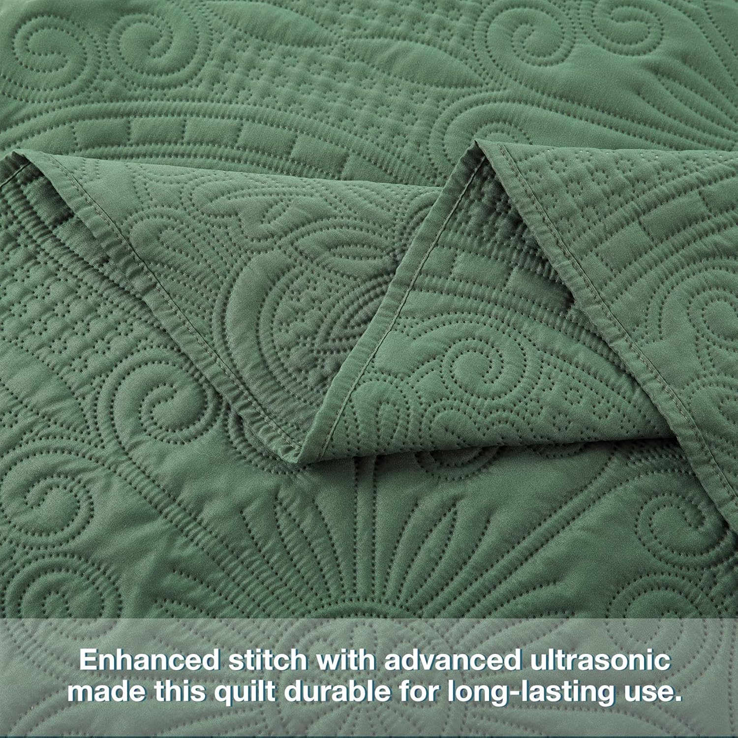 Anluoer Quilt Set Olive Green Embossed