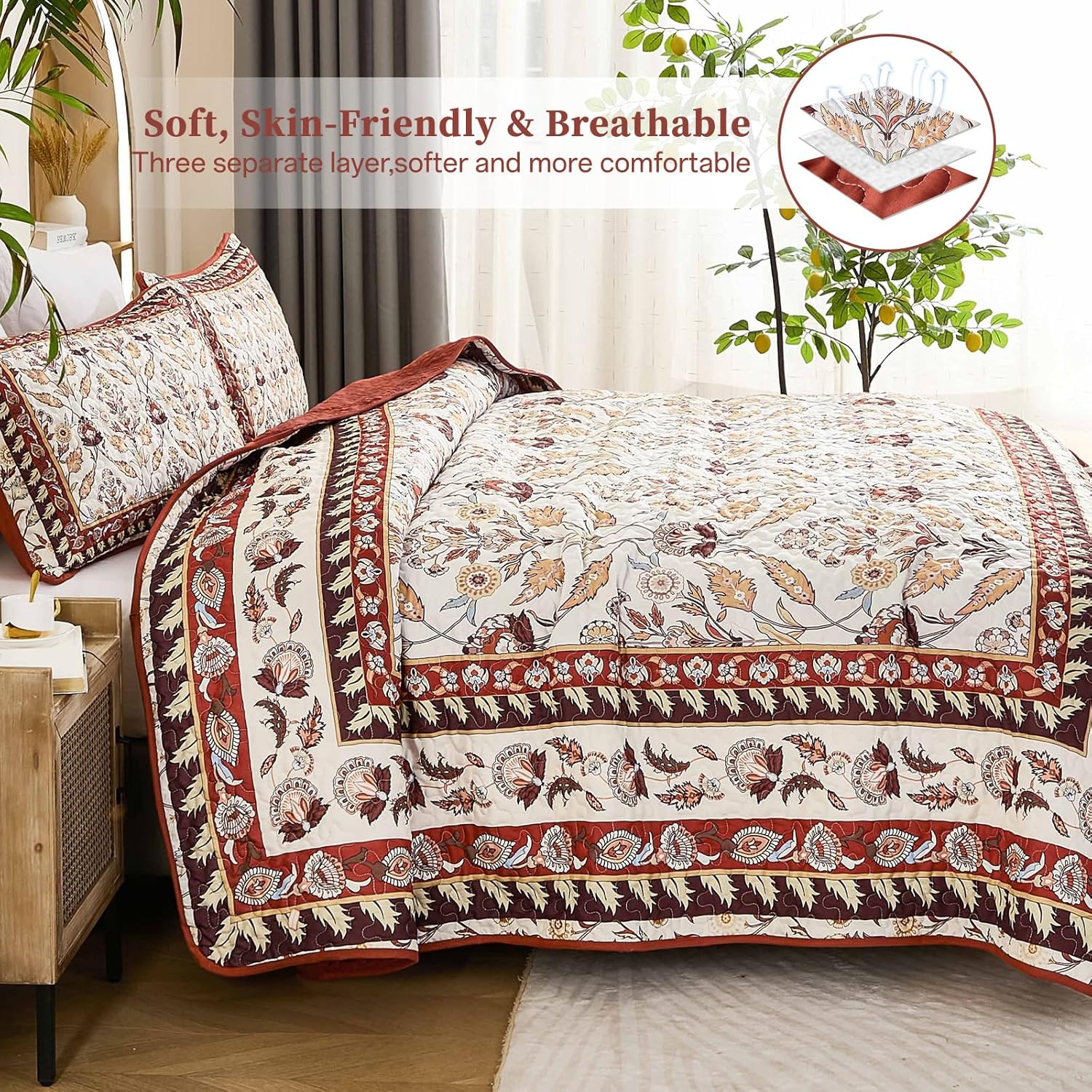 DJY King Size Quilt Set with Pillowcases