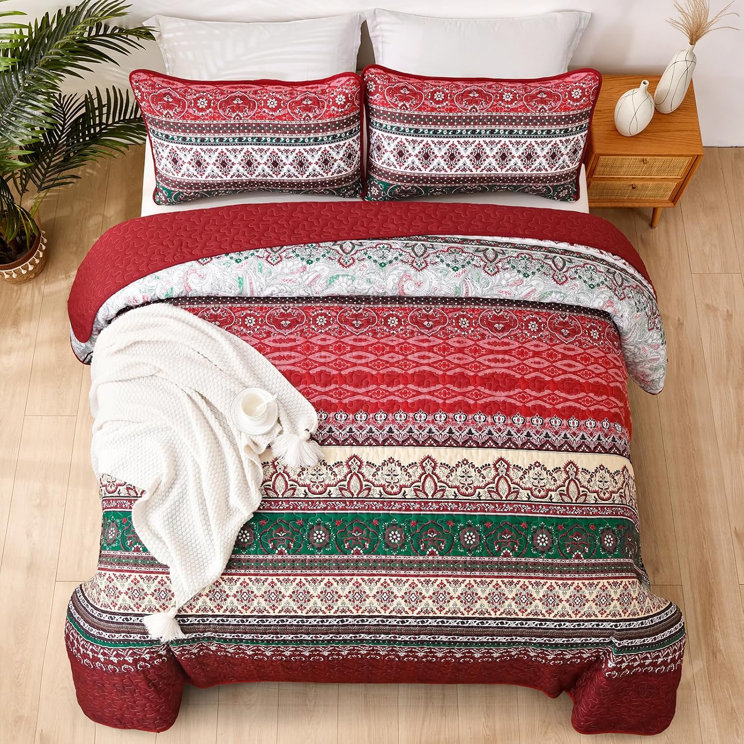 WONGS BOHO KING QUILT SET 103x90 3 PIECES