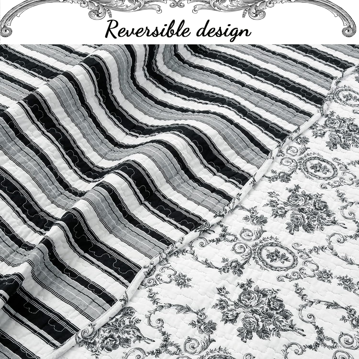 Cozy Line French Medallion Quilt Set Reversible