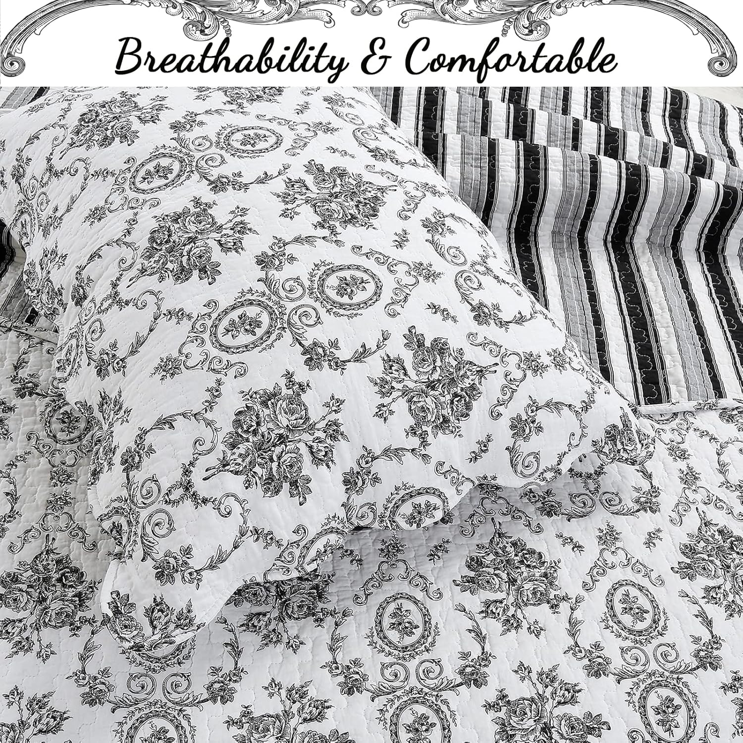 Cozy Line French Medallion Quilt Set Reversible