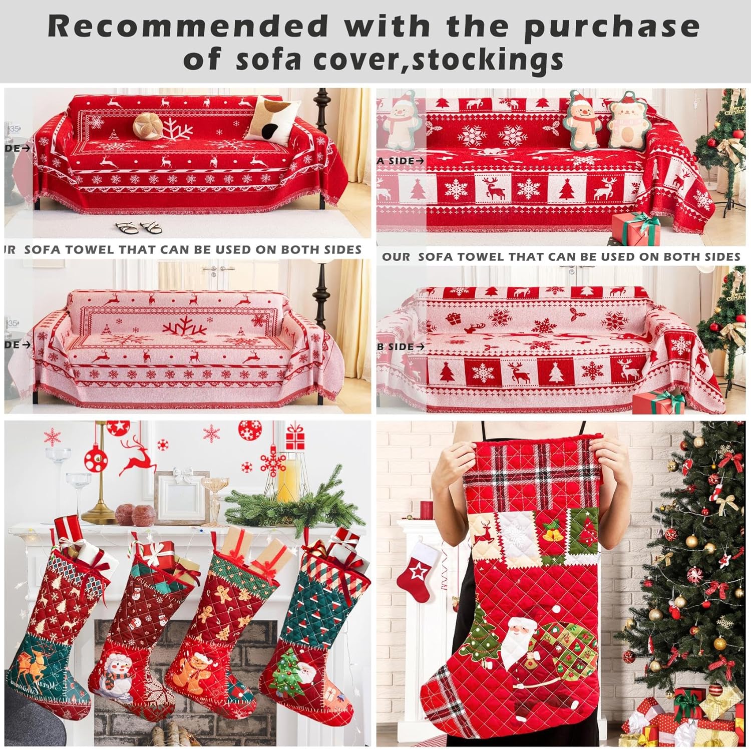 Cmfshape Christmas Bedspread Queen Size 3Pcs Red Set
