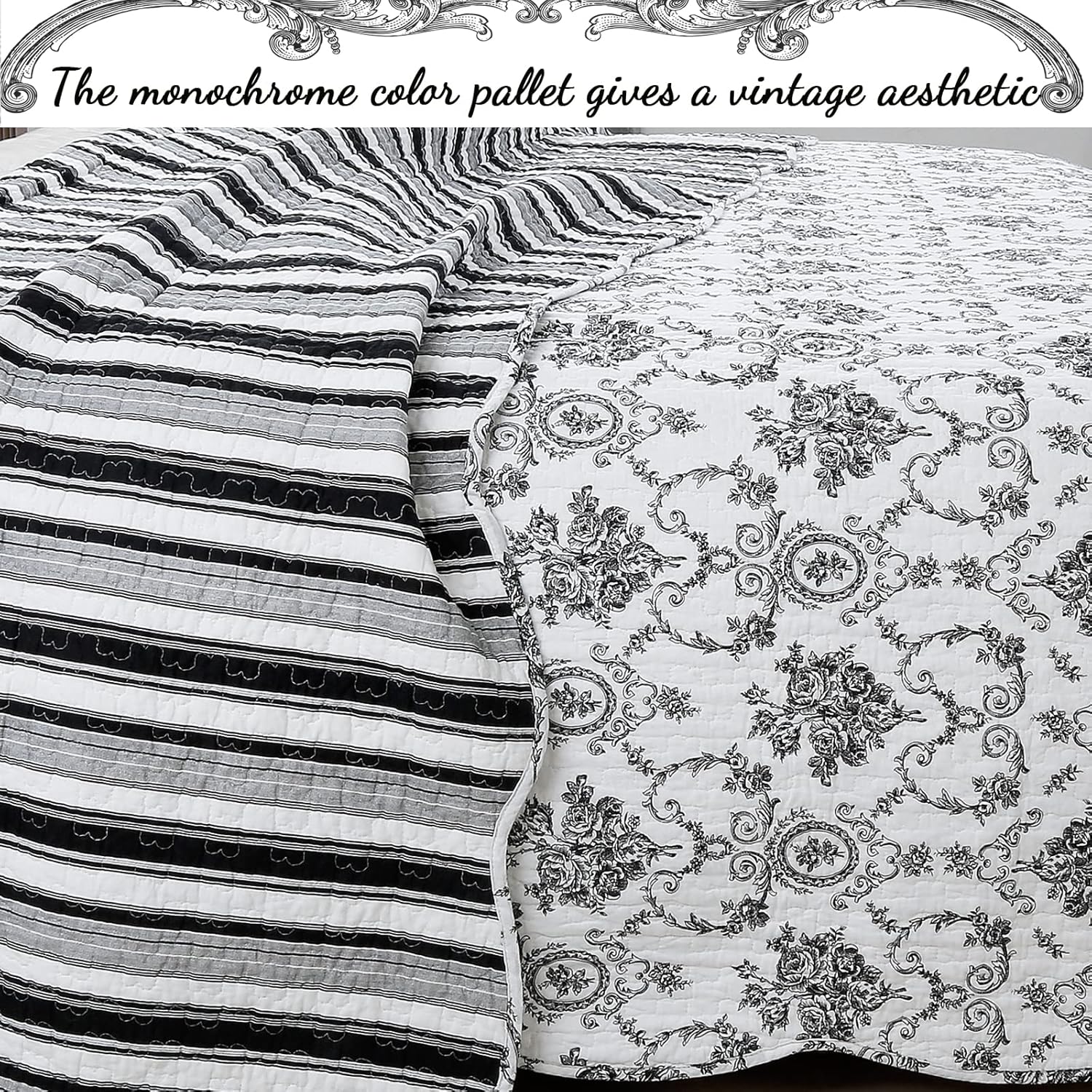 Cozy Line French Medallion Quilt Set Reversible