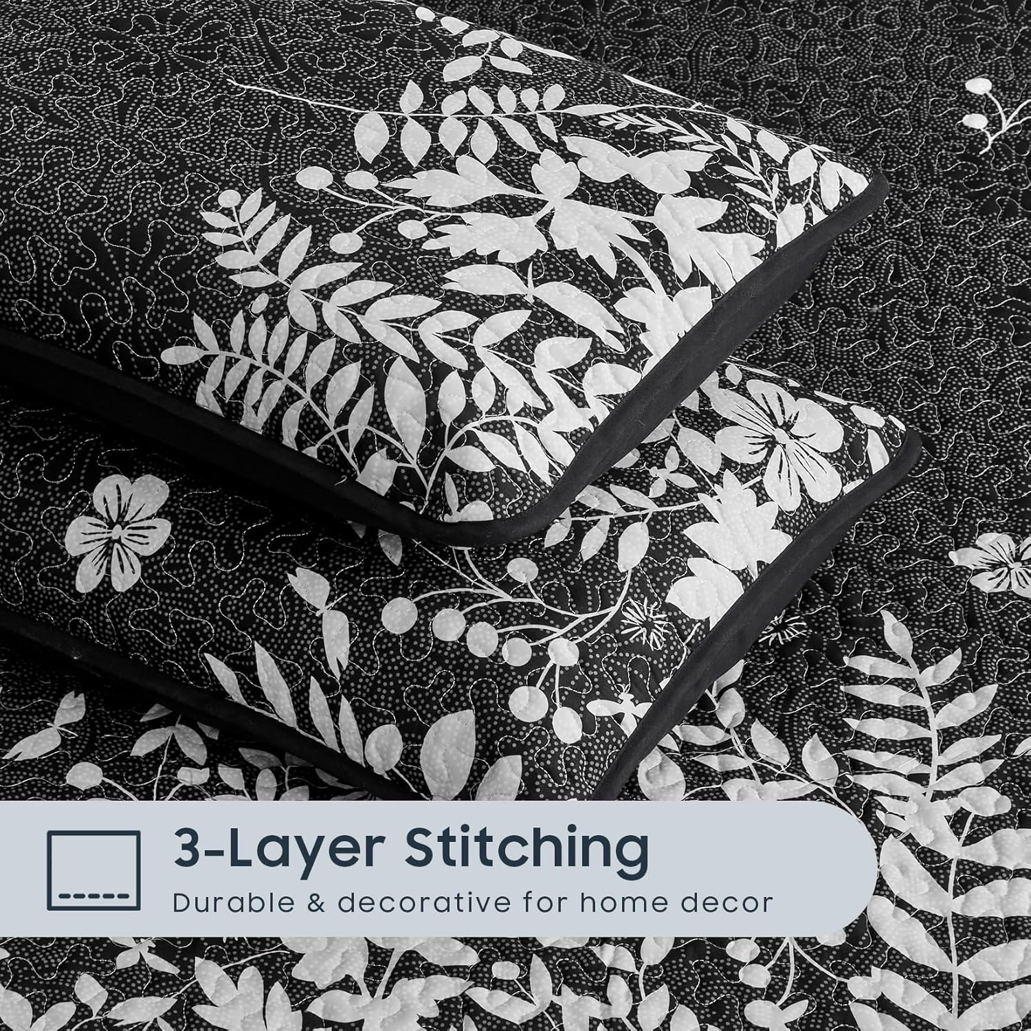 Wake In Cloud Floral Quilt Set 3-Piece QueenFull