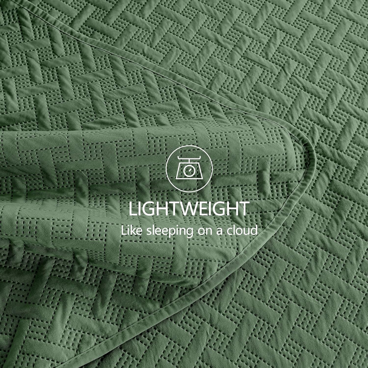 FLYMME Olive Green Twin Quilt Bedding Set