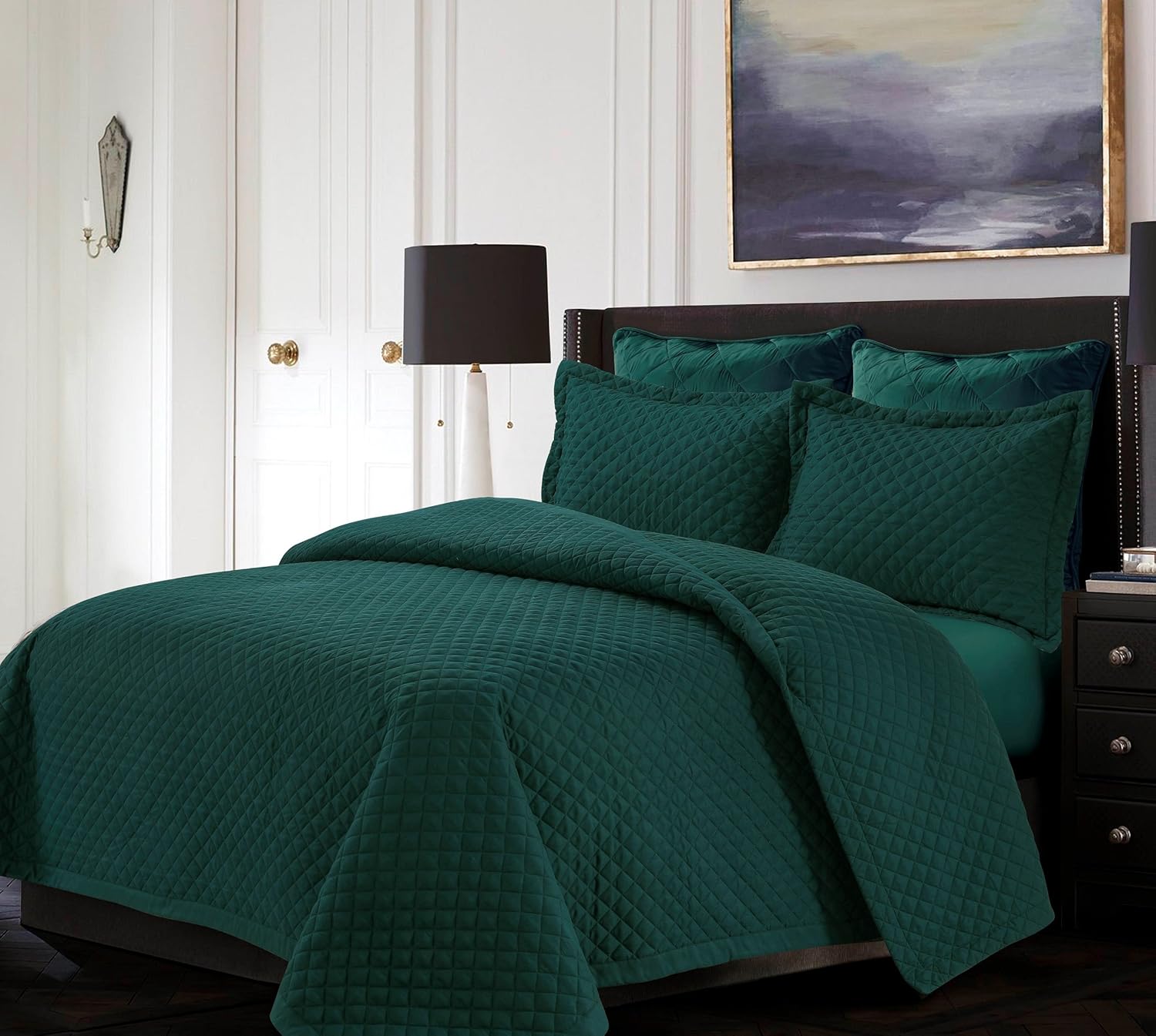 Tribeca Living Teal Oversized Queen Quilt Set