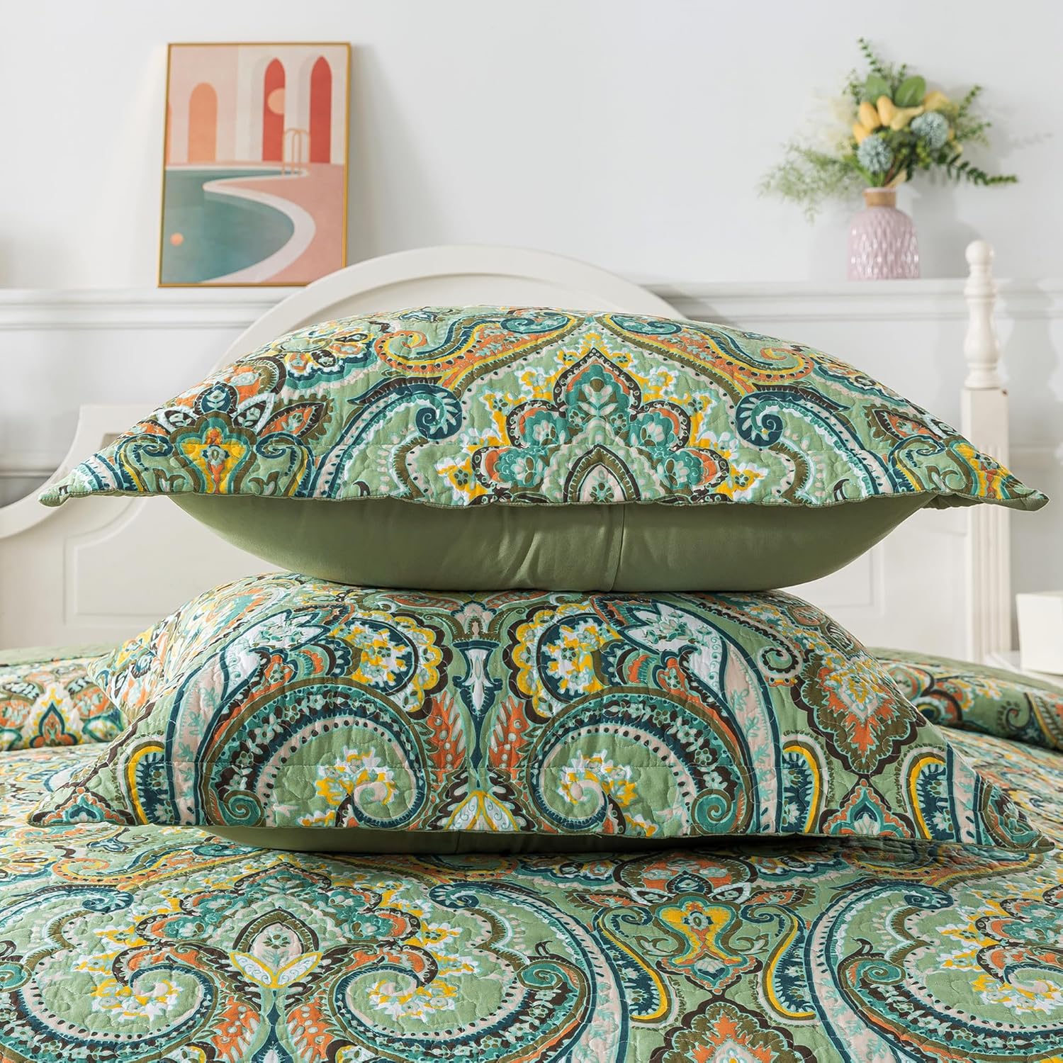 Etwel Queen Quilt Set Lightweight Cotton Bedspread with Reversible Design