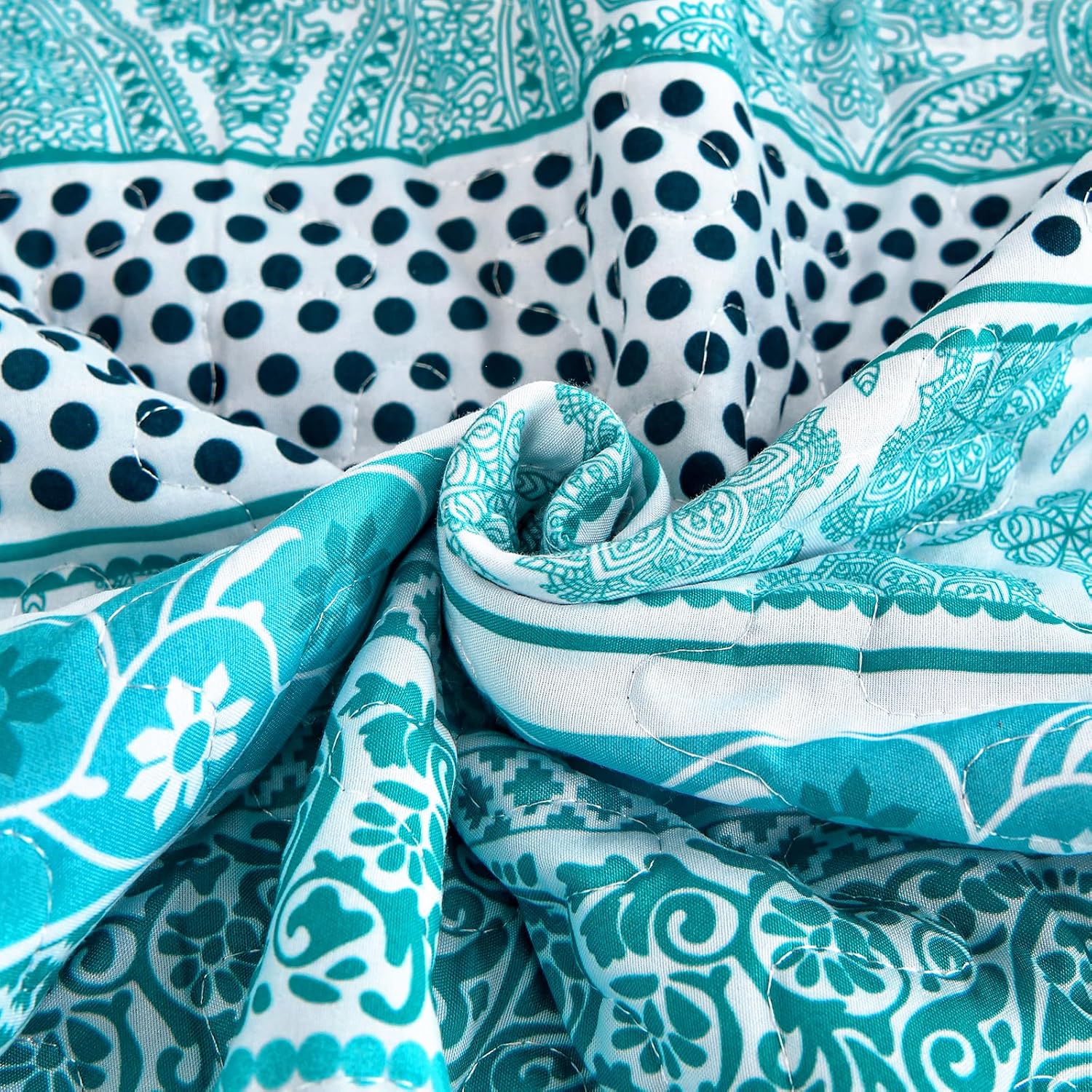 WONGS BEDDING Teal Boho Quilt Set Queen 3 Piece