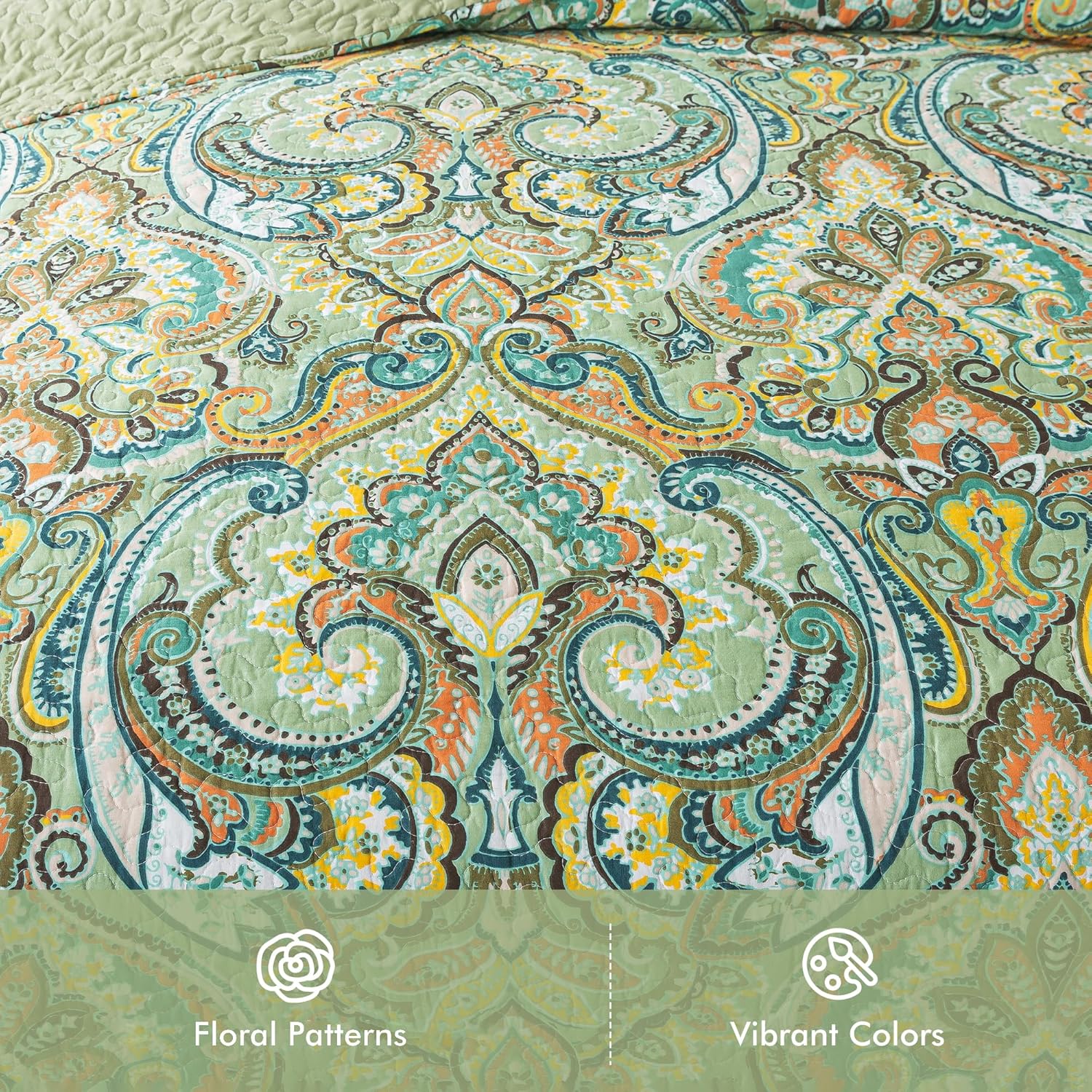 Etwel Queen Quilt Set Lightweight Cotton Bedspread with Reversible Design