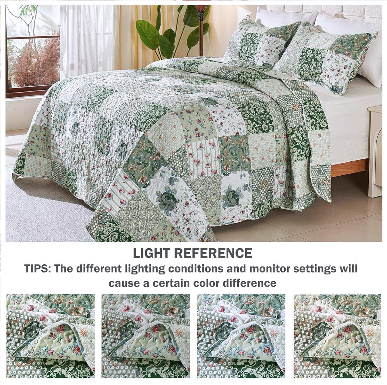 Cmfshape Patchwork Quilt Set King Size Green