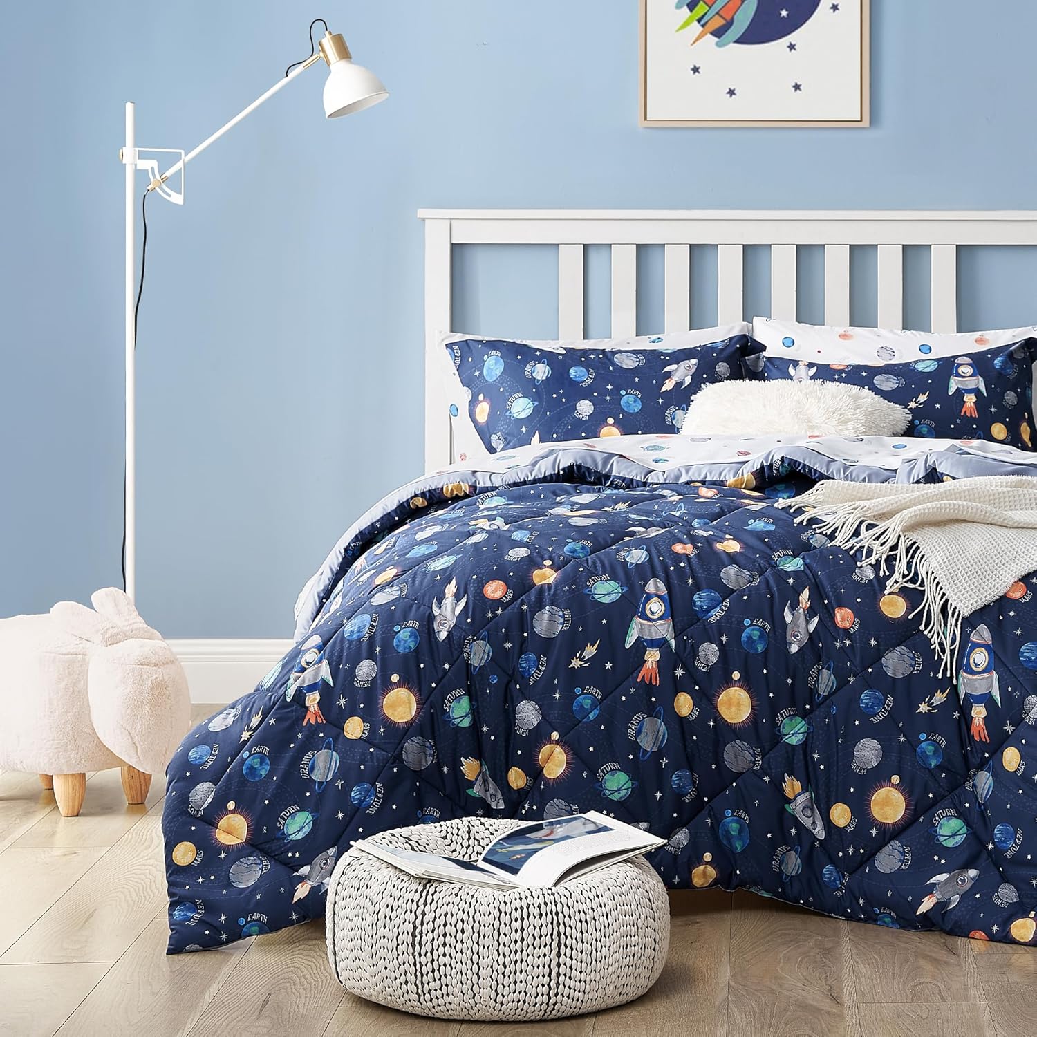 UMCHORD Kids Space Themed Bedding Set - Twin Size 5 Pieces