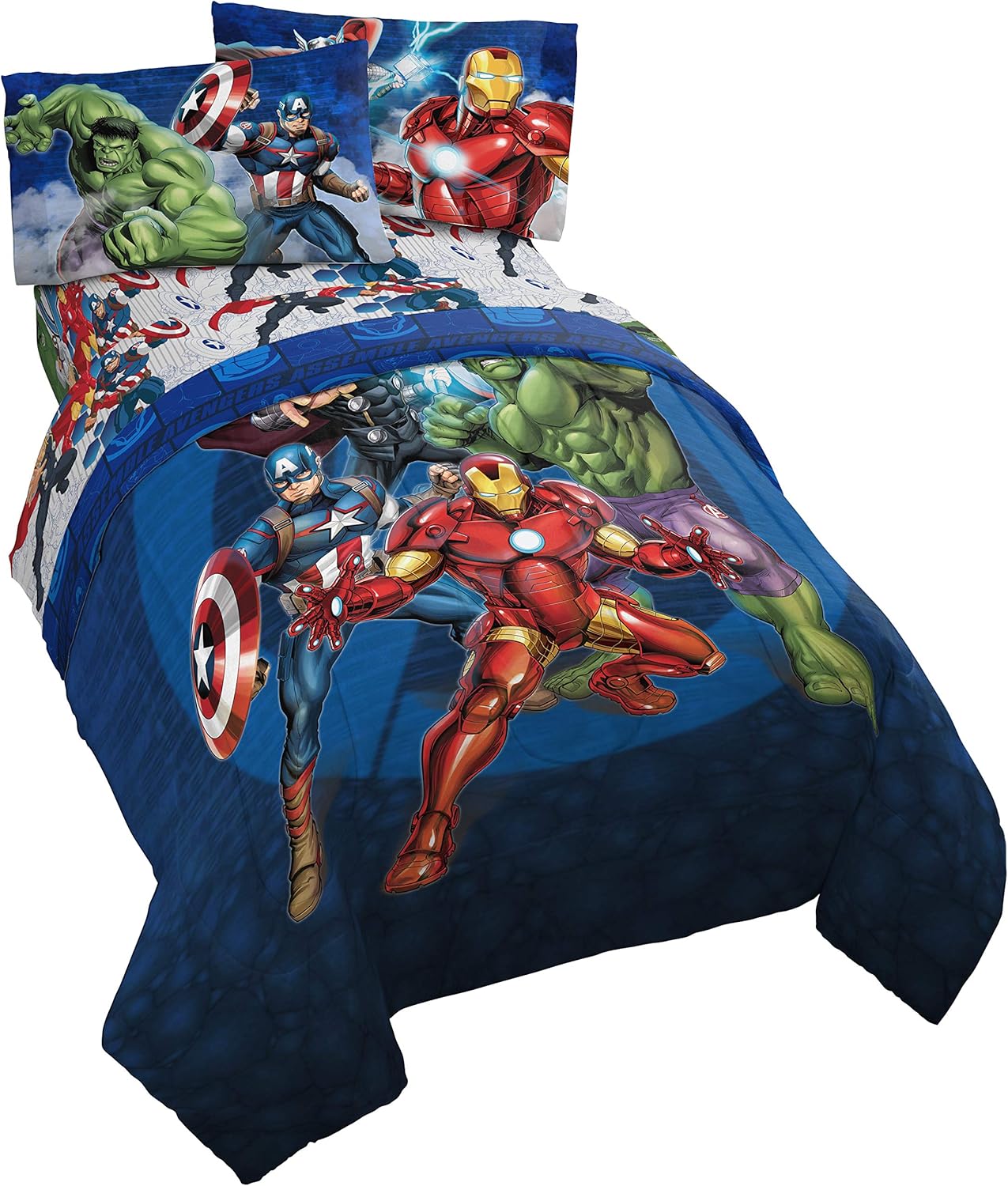Jay Franco Marvel Avengers Blue Circle Comforter Set Twin