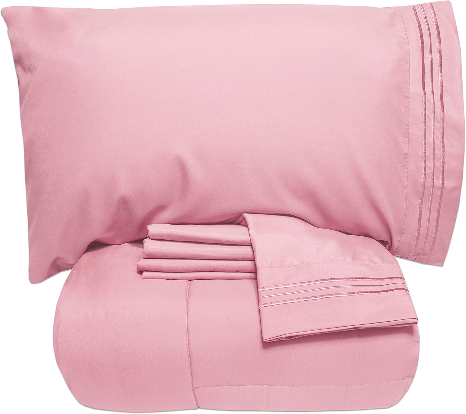 Sweet Home Collection Comforter Set King Pink 5 Piece