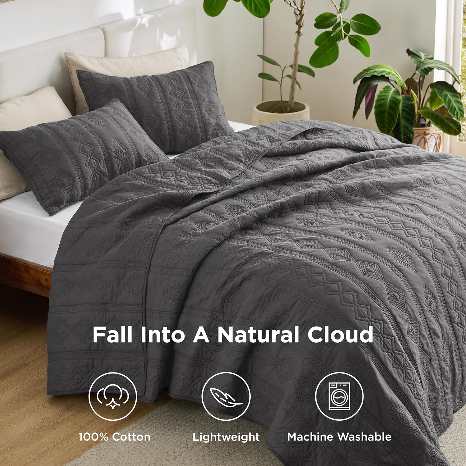 Bedsure 100 Cotton Quilt Set with Pillow Shams