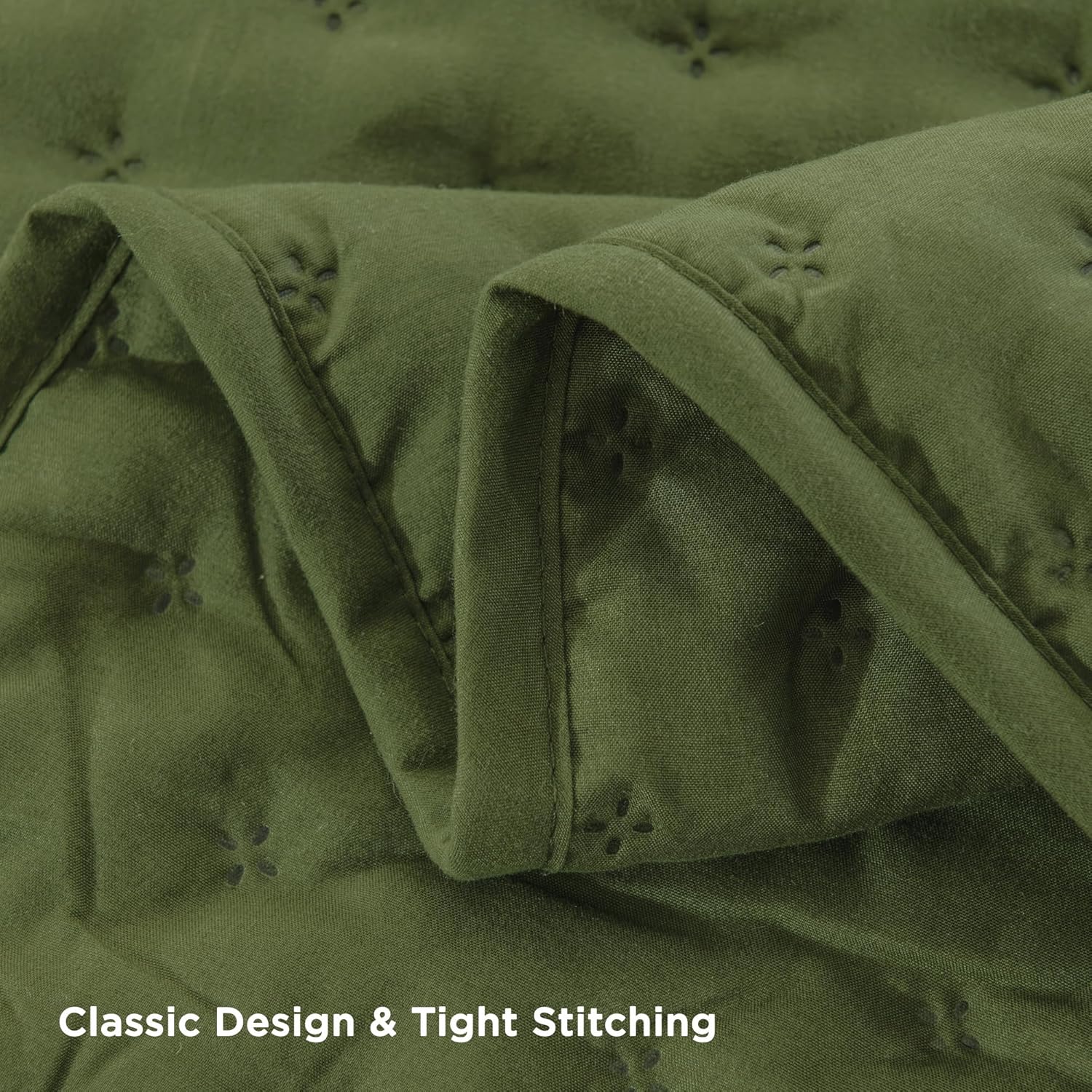 Andency Olive Green California King Quilt Set 3 Piece