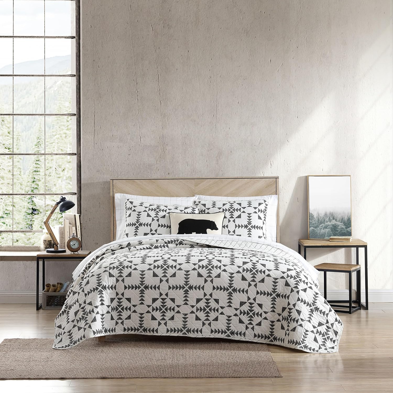 Eddie Bauer Queen Quilt Set 3 pcs Arrowhead Charcoal