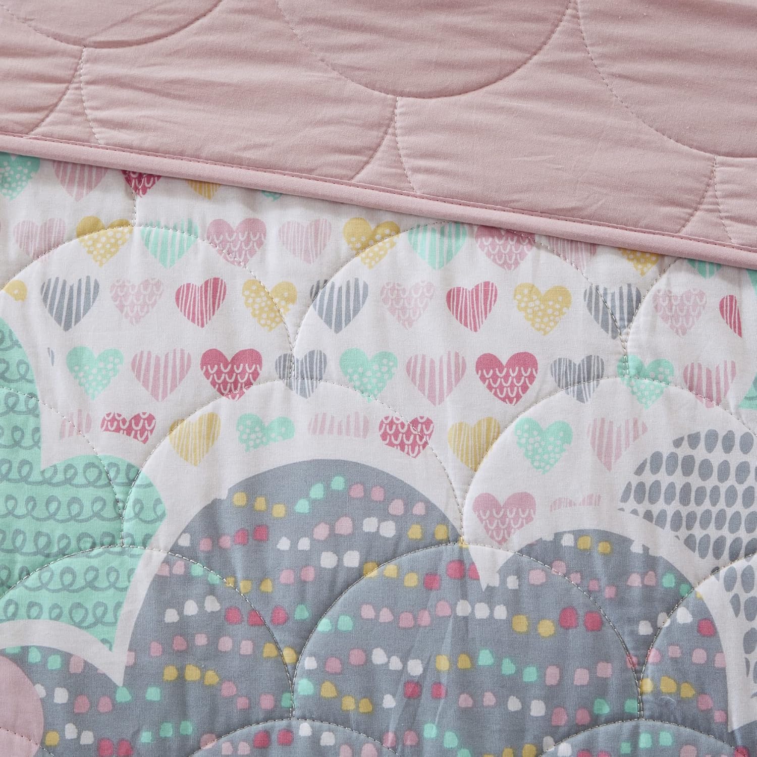 Reversible Cotton Quilt Set - Cloud Pink 4 Piece