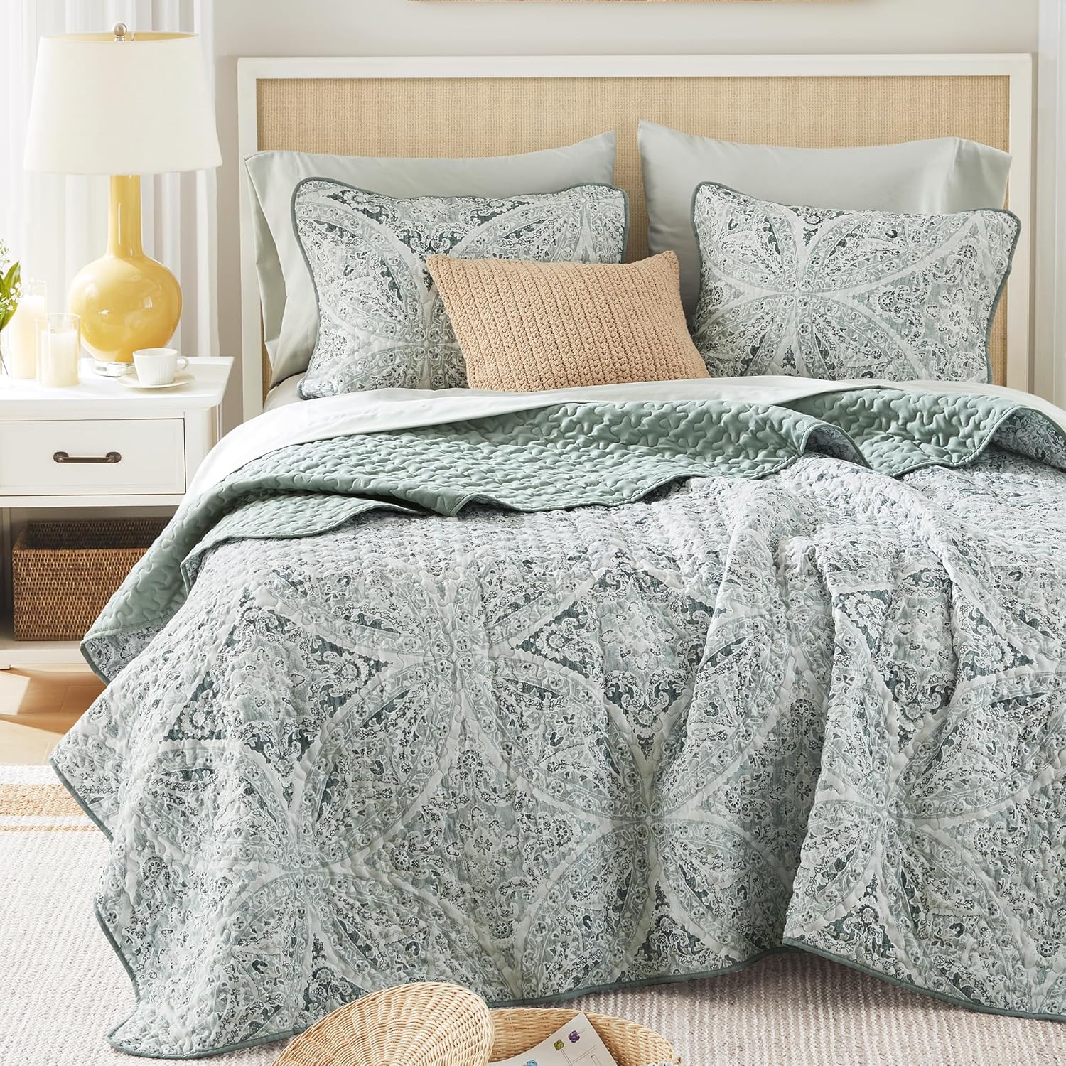 Comfort Spaces Reversible Boho Quilt Set Queen Size