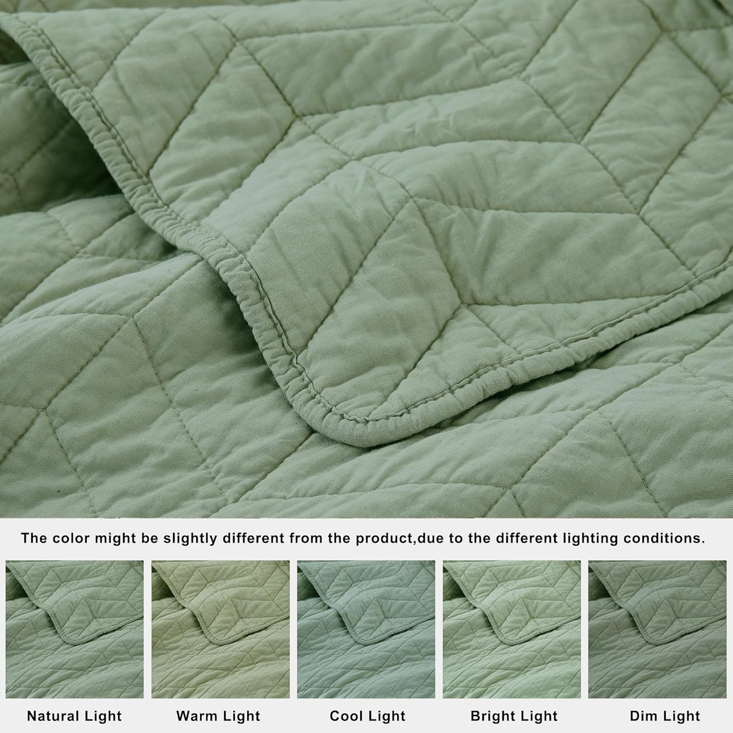 palassio Sage Green Cotton Quilt California Cal King Set