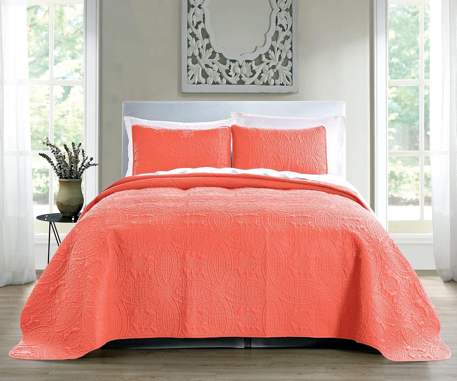 Pure Bedding Reversible Quilt Set King Size with Geometric Pattern