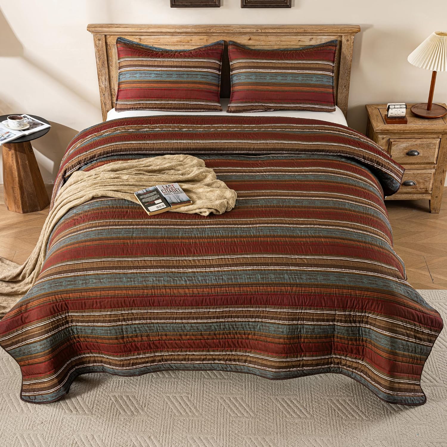 LIRISDOM Bohemian Quilt Set Queen Size 3 Pieces 1