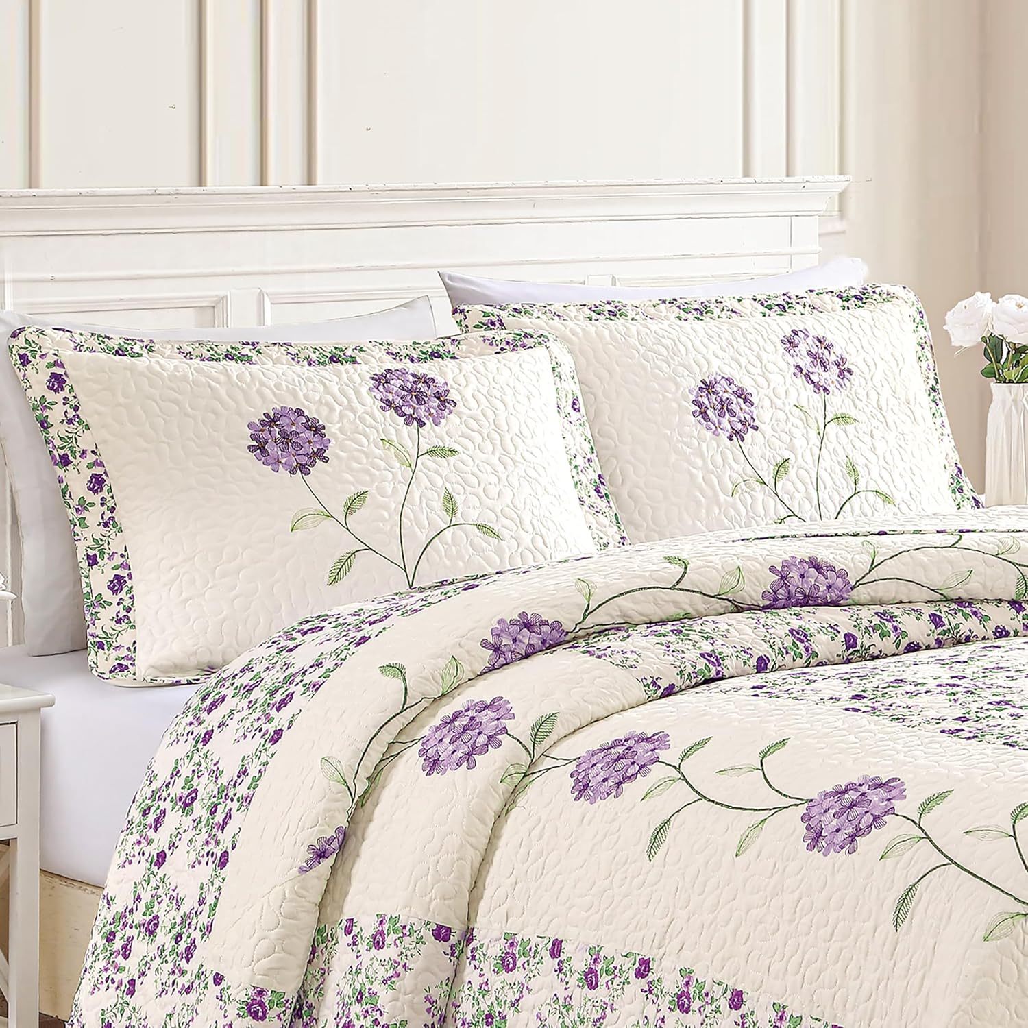 Collections Etc Embroidered Carnation Quilted Pillow Sham