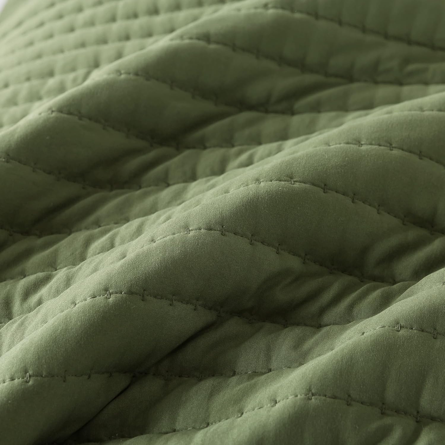 Olive Dark Green King Size Quilt Set with Pillow Shams