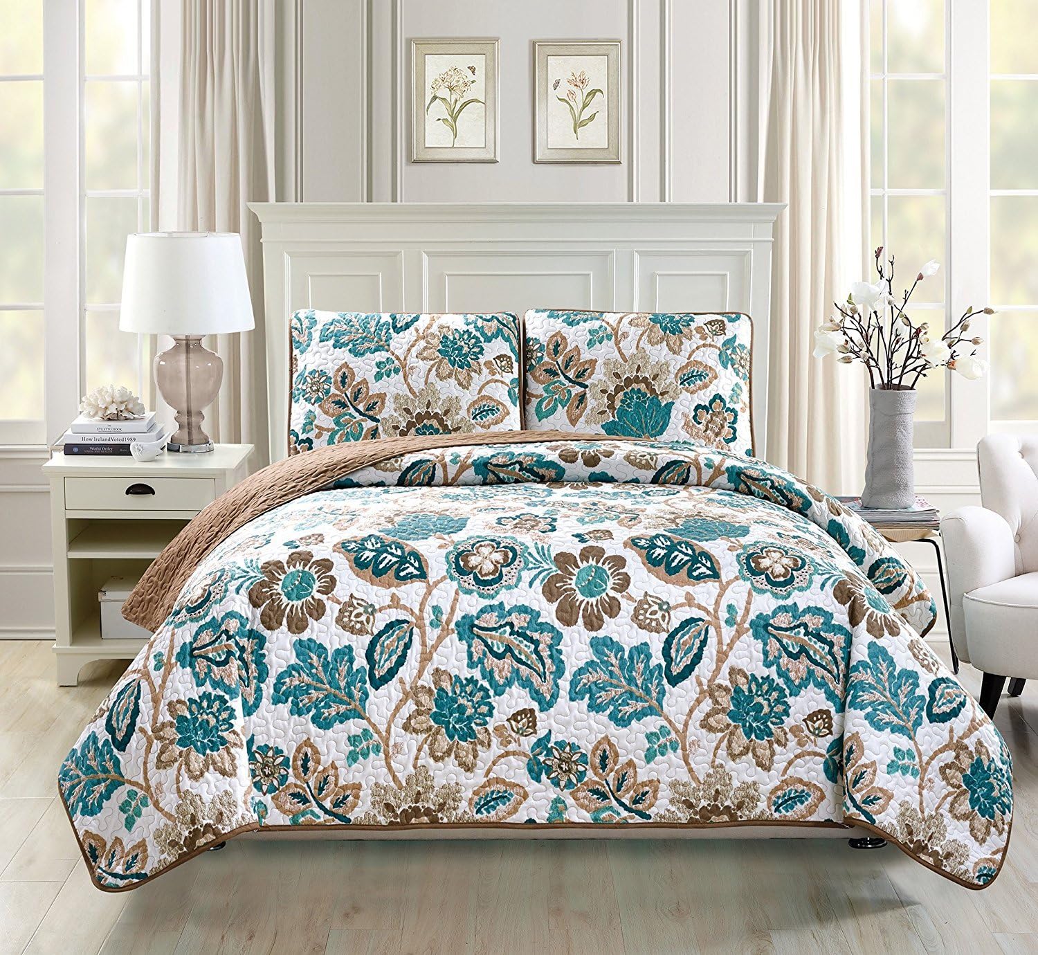 Fancy Linen 3pc Oversize Quilted Bedspread Set