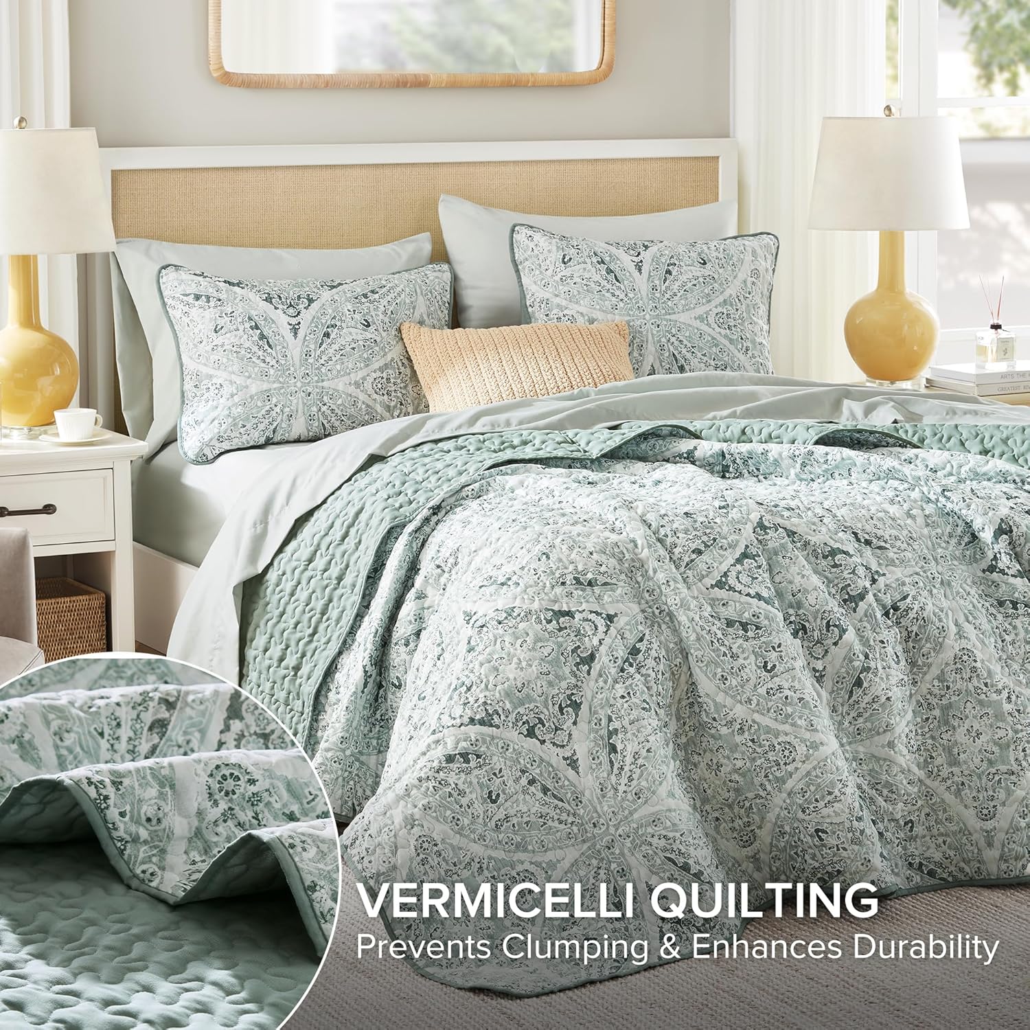Comfort Spaces Reversible Boho Quilt Set Queen Size