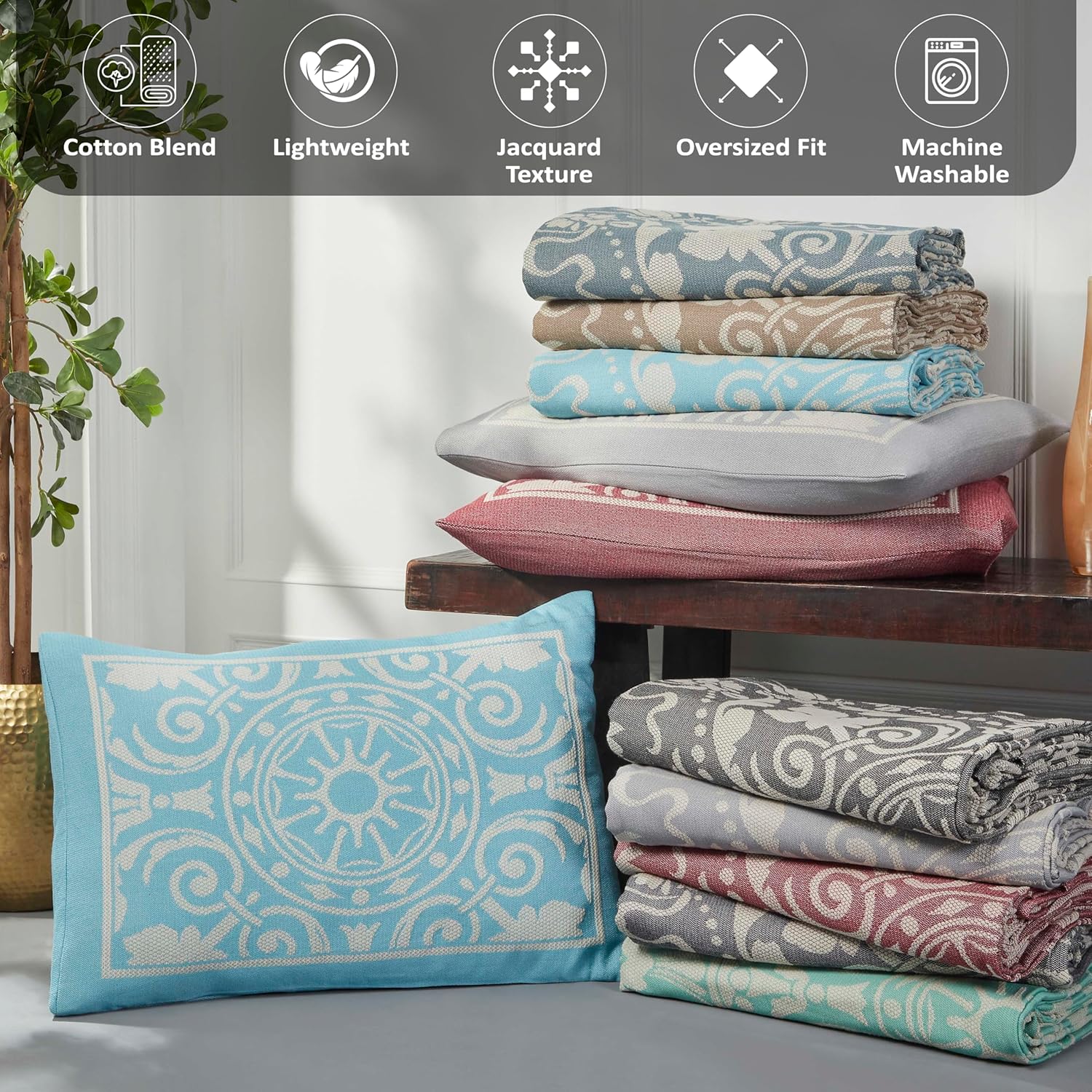 Superior Cotton Blend 3-Piece Bedspread Set King Charcoal