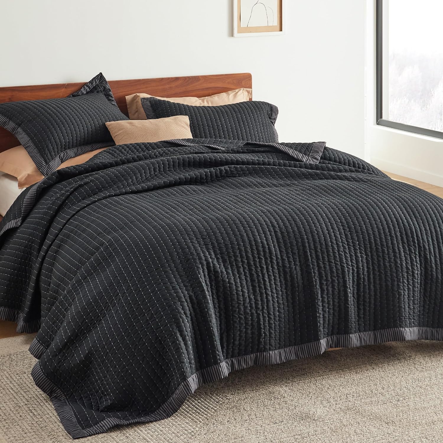 Bedsure King Quilt Set - 3-Piece Lightweight Corduroy Bedspread