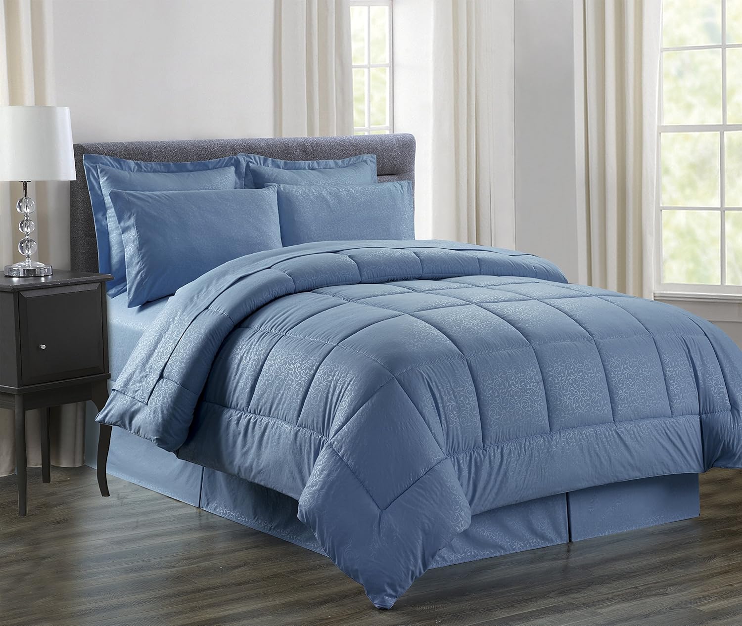 Sweet Home Collection 8-Piece Bed In A Bag King Ocean Blue
