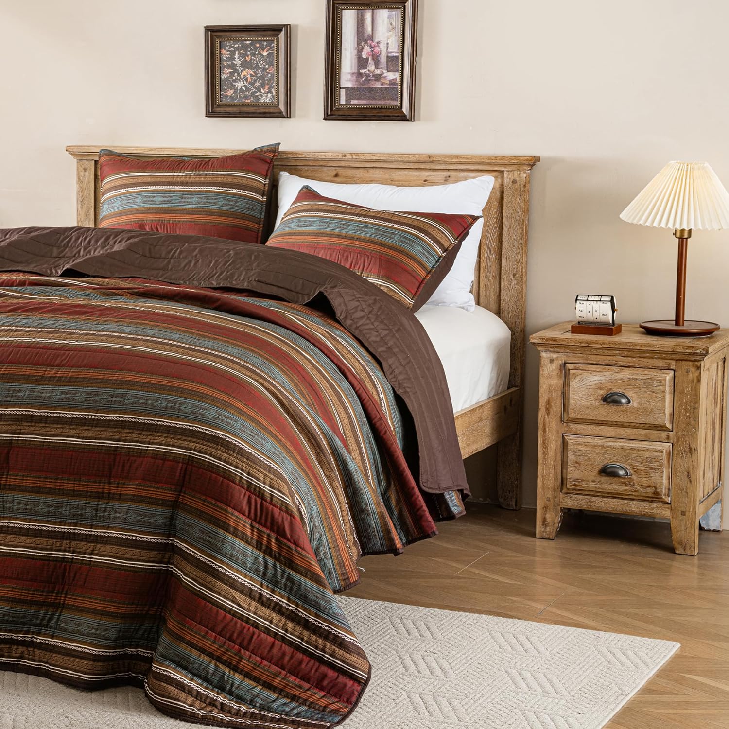 LIRISDOM Bohemian Quilt Set Queen Size 3 Pieces 1
