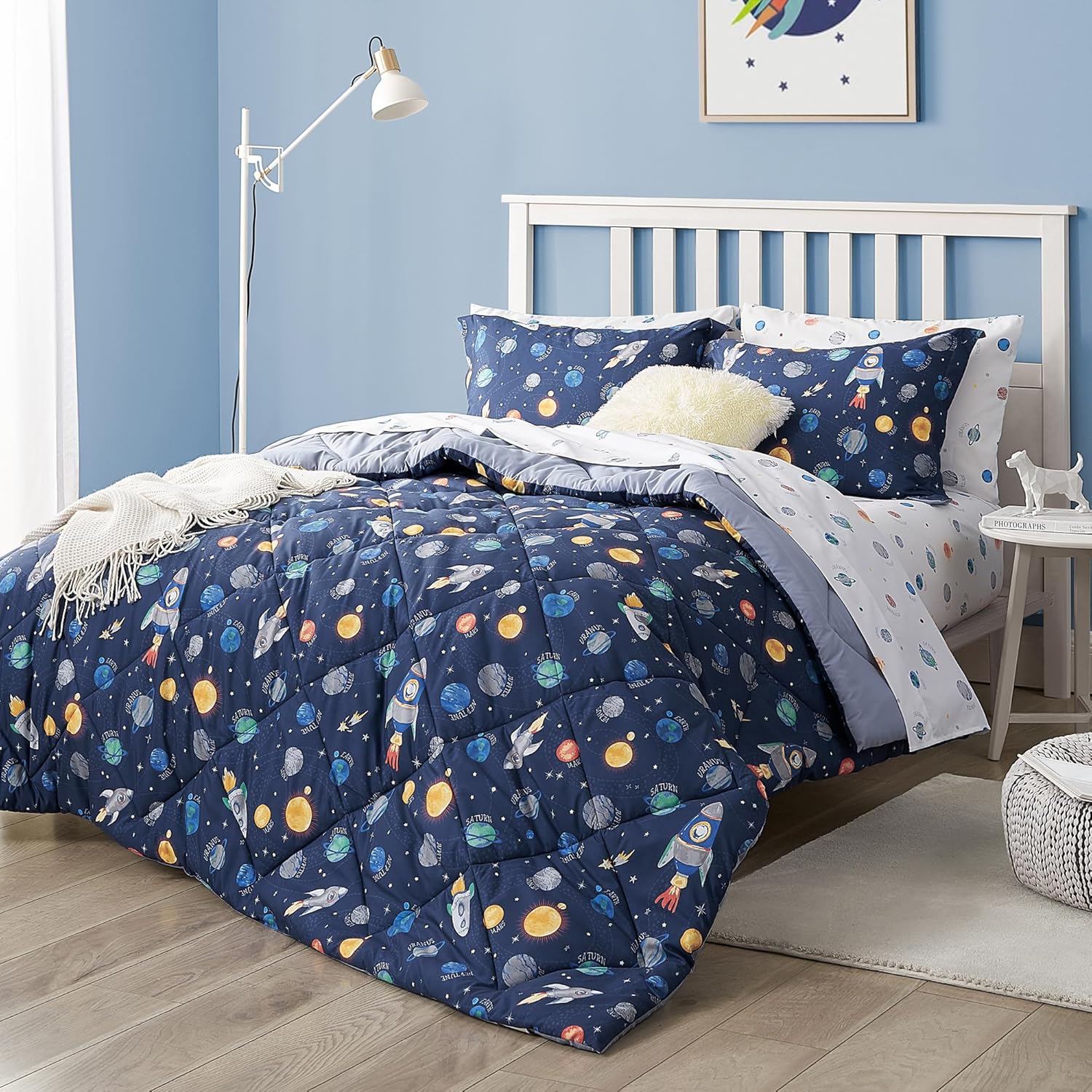 UMCHORD Kids Space Themed Bedding Set - Twin Size 5 Pieces