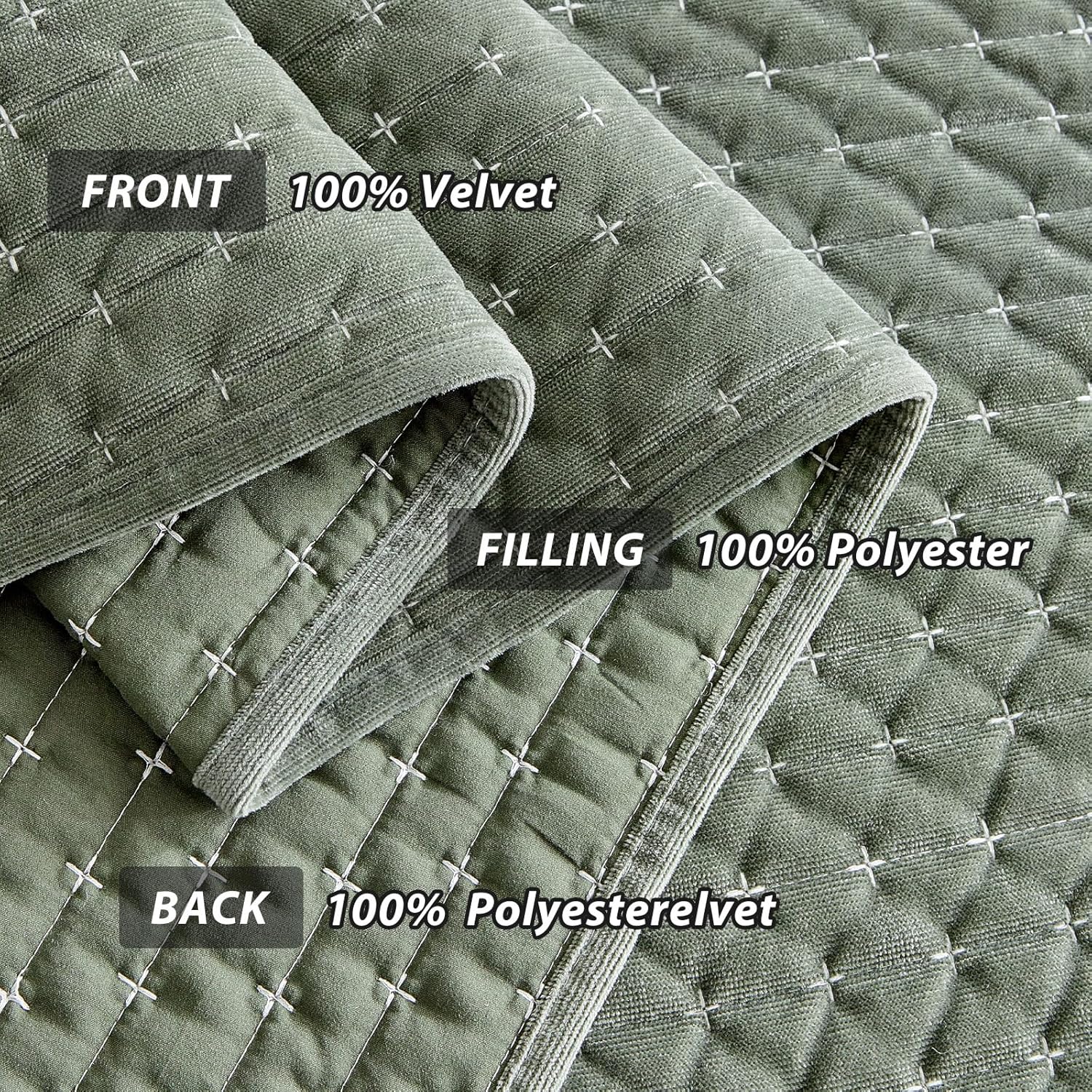 WARMDERN Luxury Velvet Quilt Set Queen Size