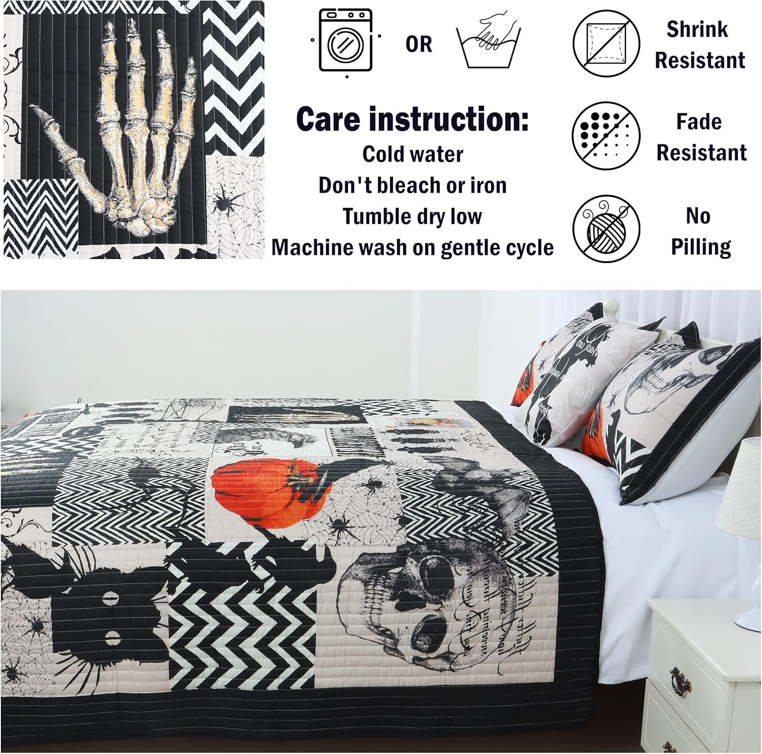 Cmfshape Halloween Bedspread Set Queen Size