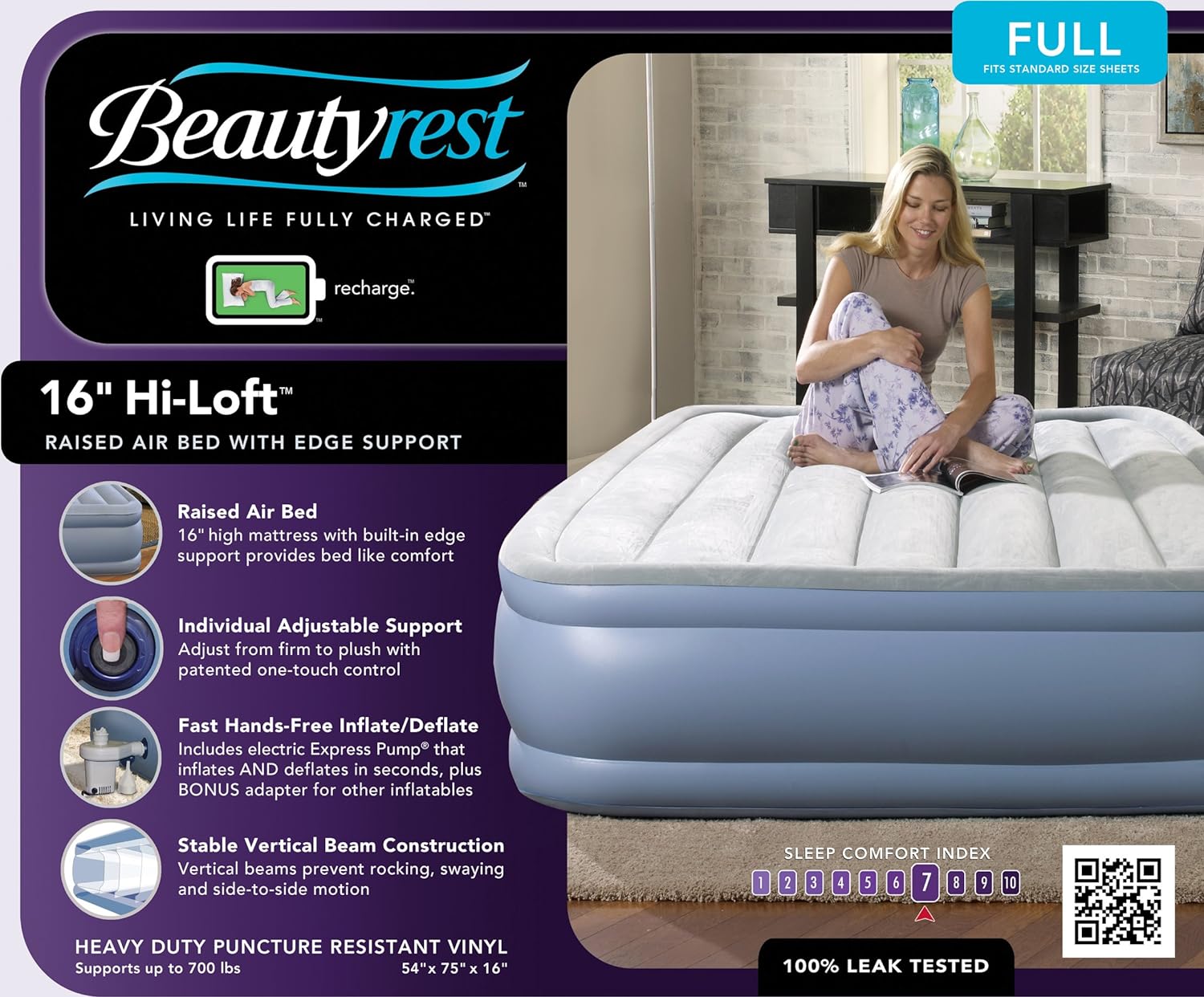 Beautyrest 17 Inch Full Air Mattress with Pump and Edge Support