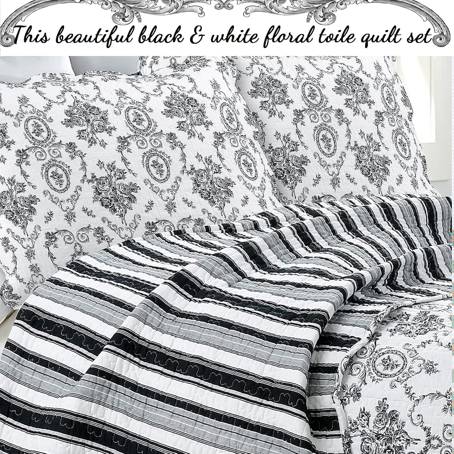 Cozy Line French Medallion Quilt Set Reversible